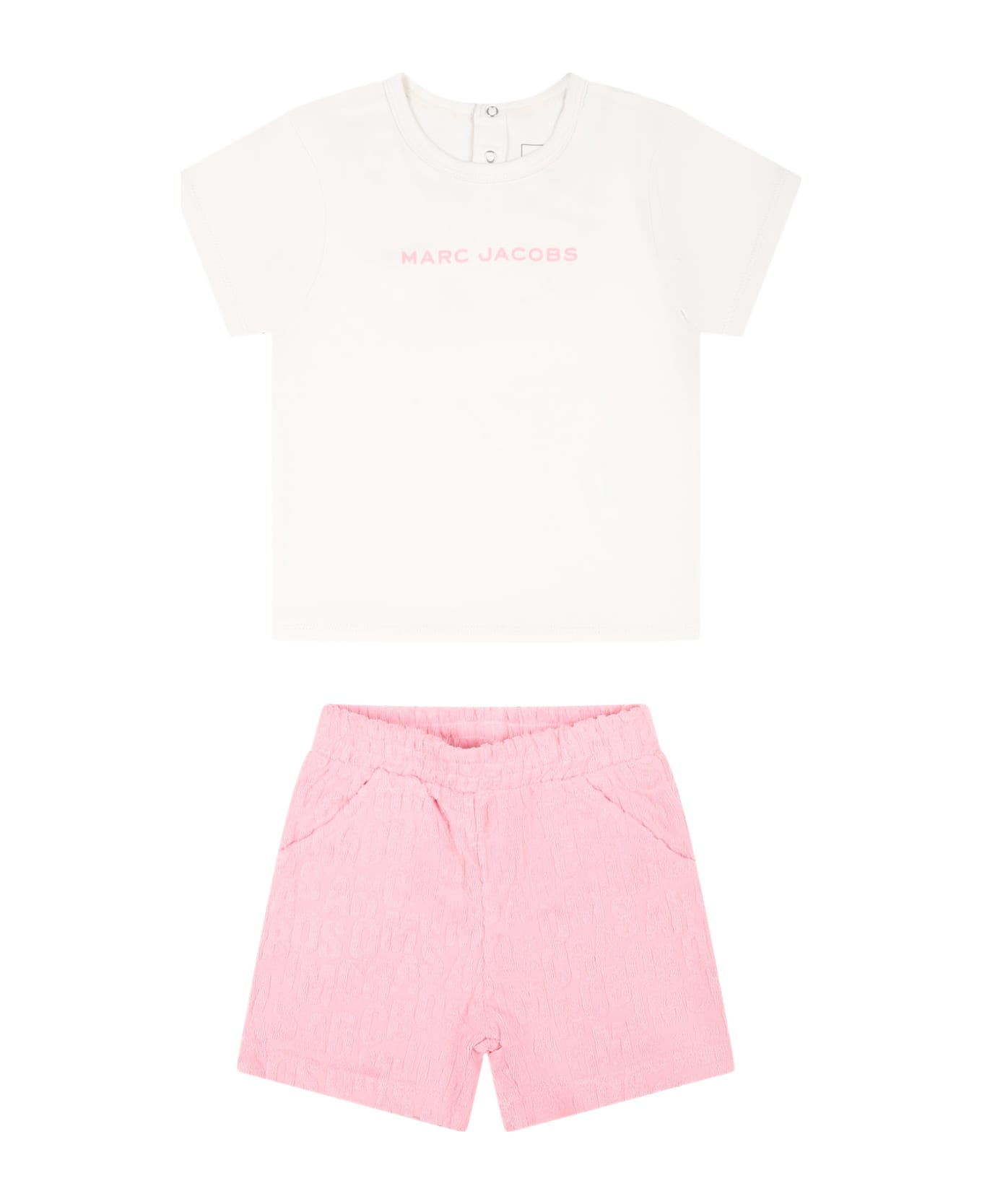 Marc Jacobs Pink Set For Baby Girl With Logo - Fuchsia