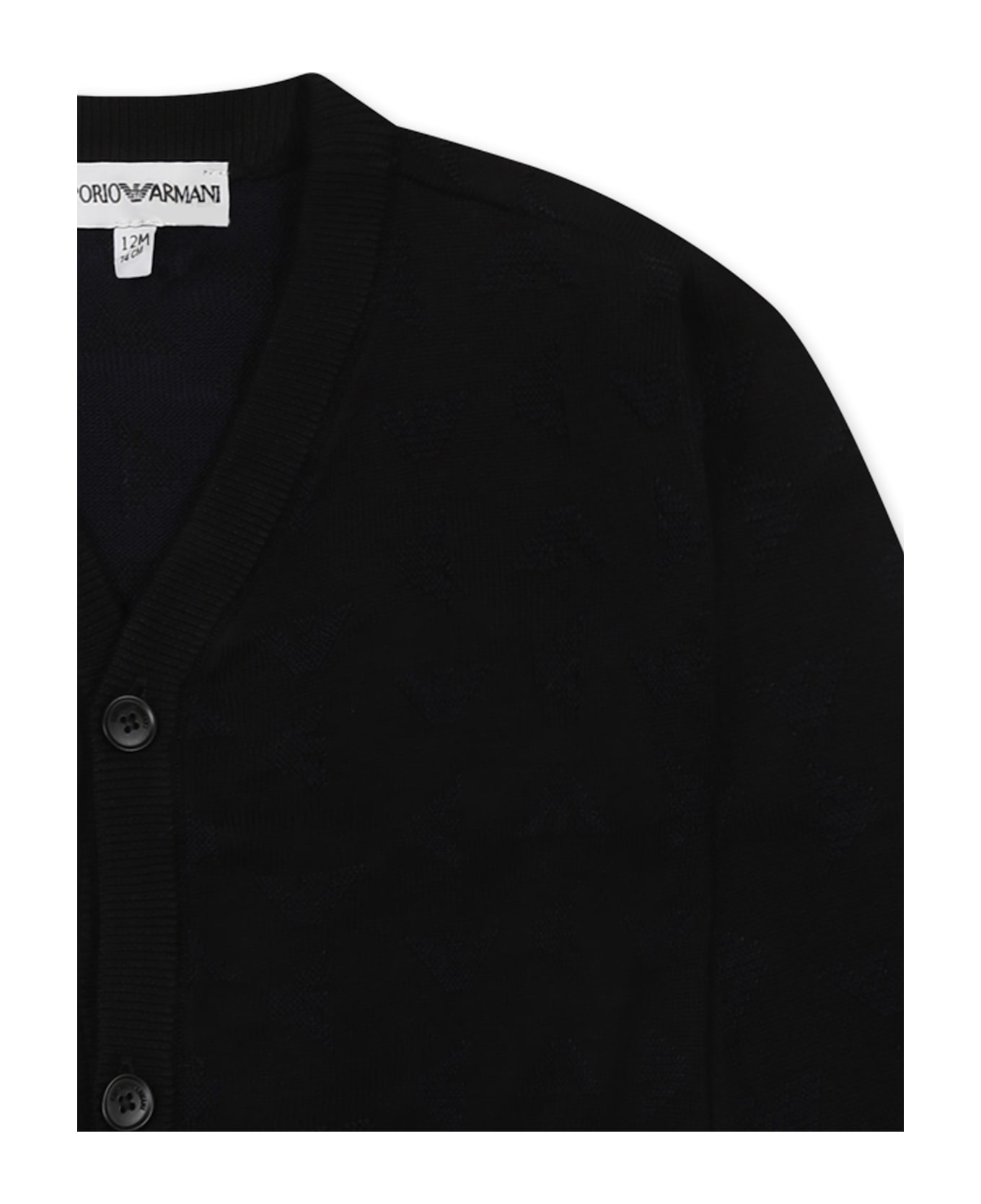 Emporio Armani Blue Cardigan For Baby Boy With Iconic Logo - Blue