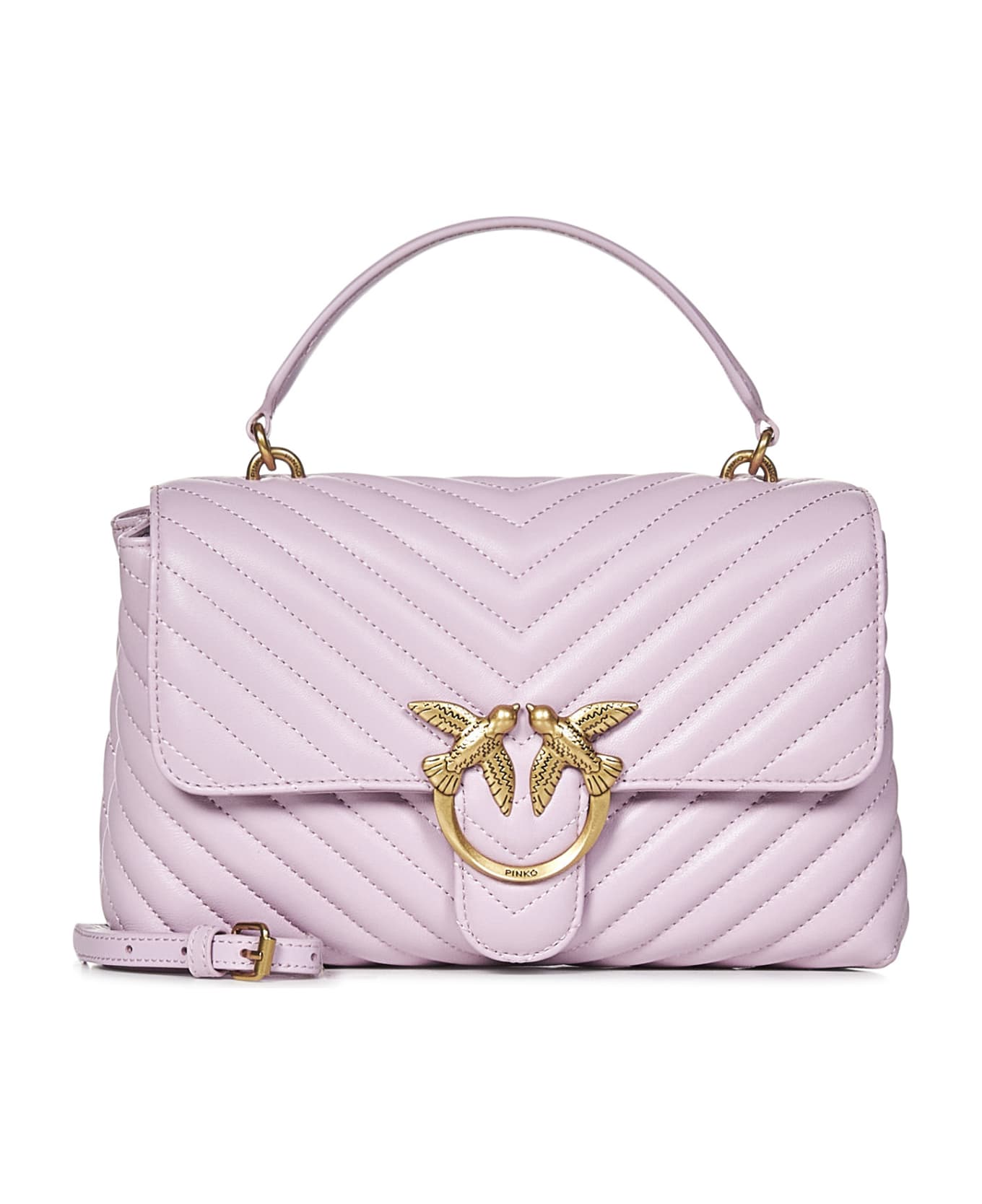 Pinko Classic Lady Love Bag Puff Chevron Handbag - Purple トートバッグ