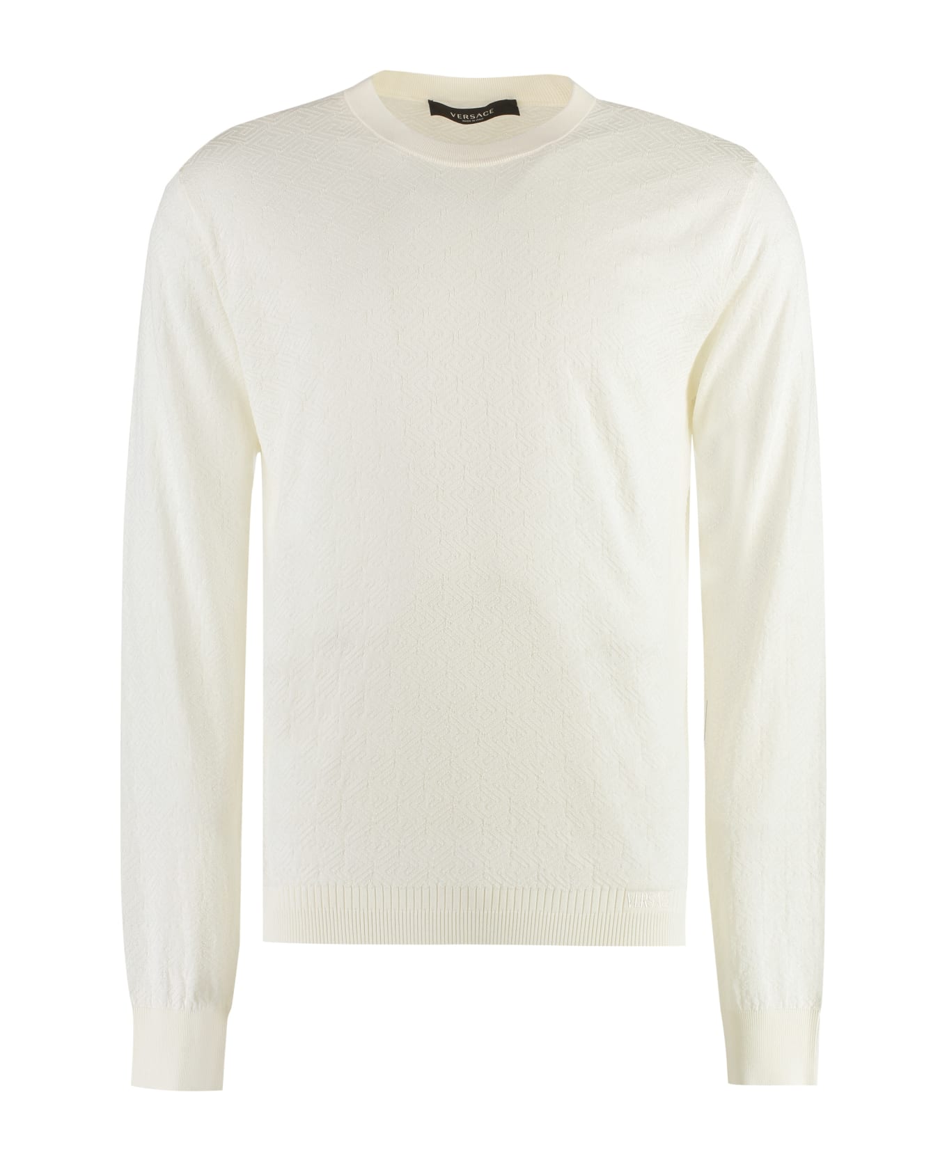 Versace Long Sleeve Cotton Blend T-shirt - Ivory