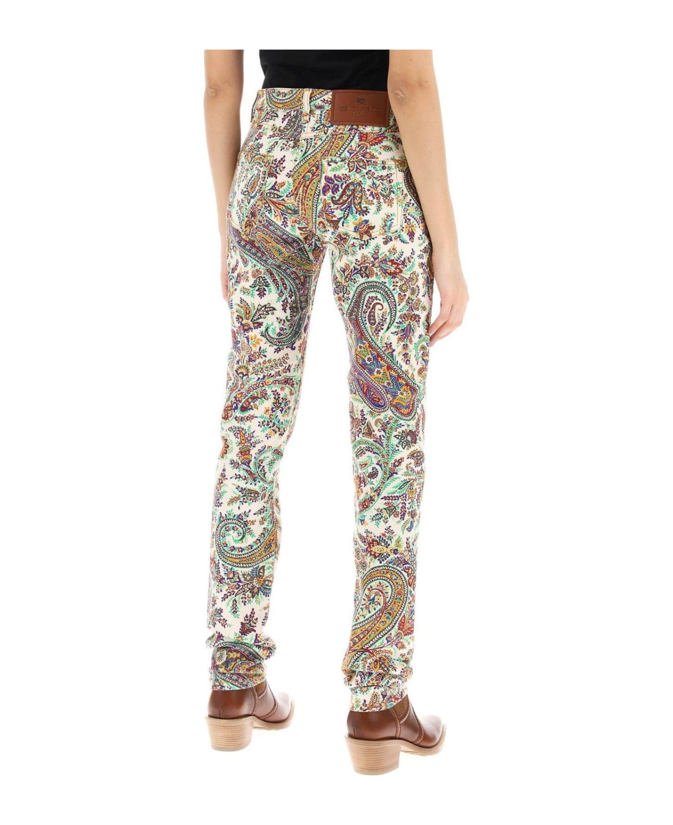 Etro Paisley-printed High-waist Stretched Jeans - STAMPA FDO BIANCO (White)