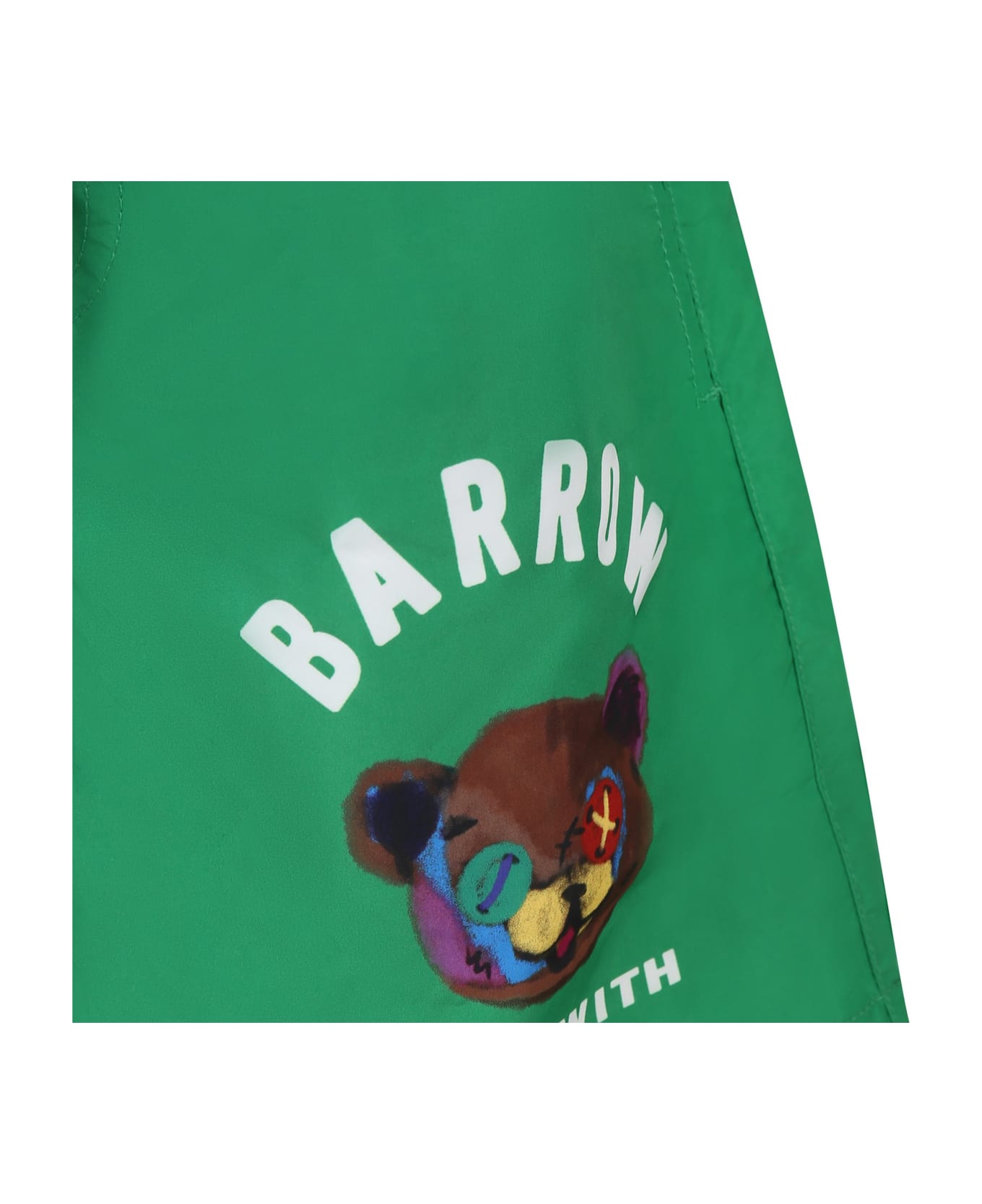 Barrow Green Swim Shorts For Boy With Smiley And Logo - Green