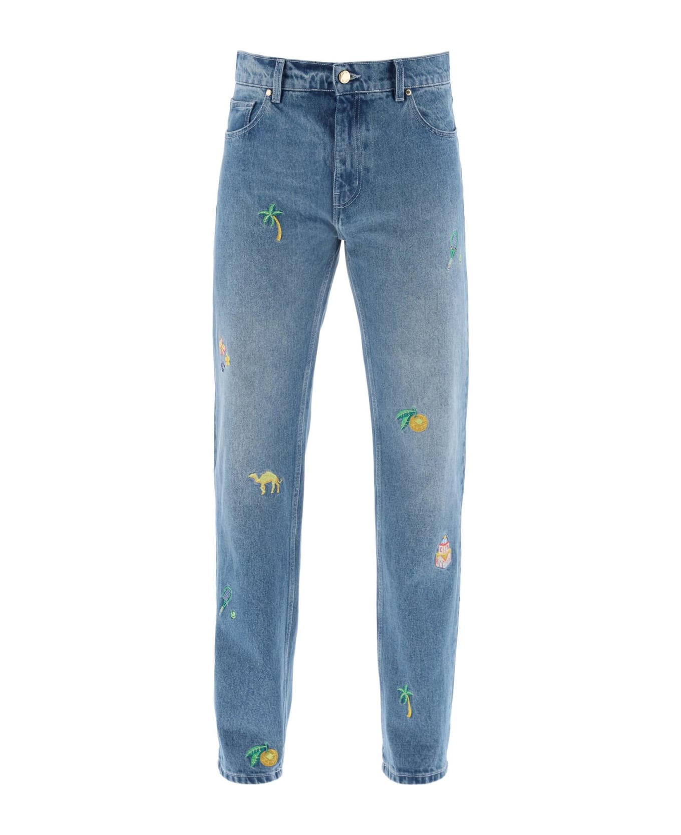 Casablanca Embroidered Straight Jeans - STONE WASH (Light blue) デニム