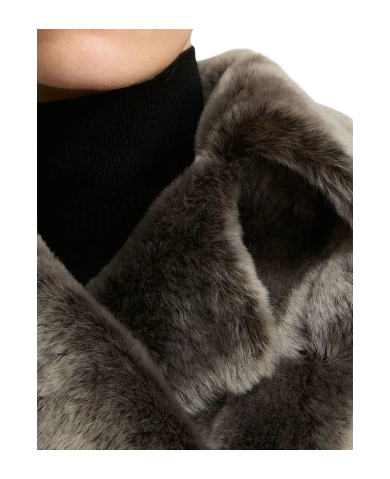 Yves Salomon Shearling Pea Jacket - Grey