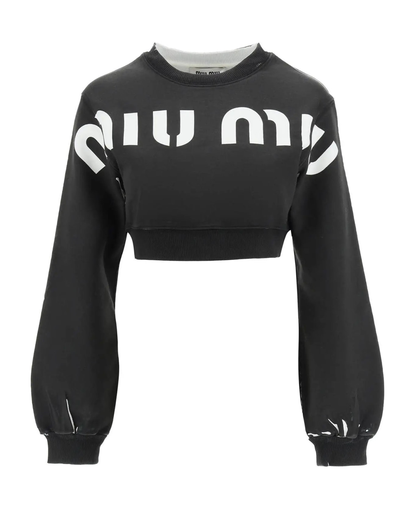 Miu Miu Cropped Logo Sweatshirt - Black