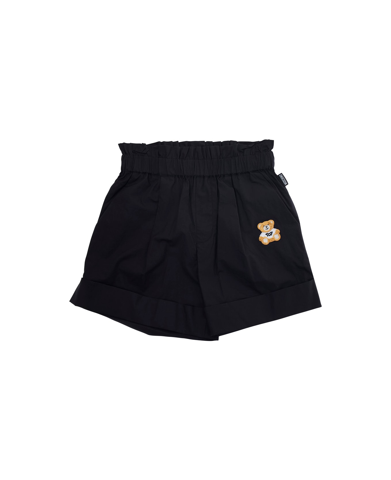 Moschino Black Shorts With Teddy Bear Motif On The Front In Cotton And Tech Fabric Girl - Black
