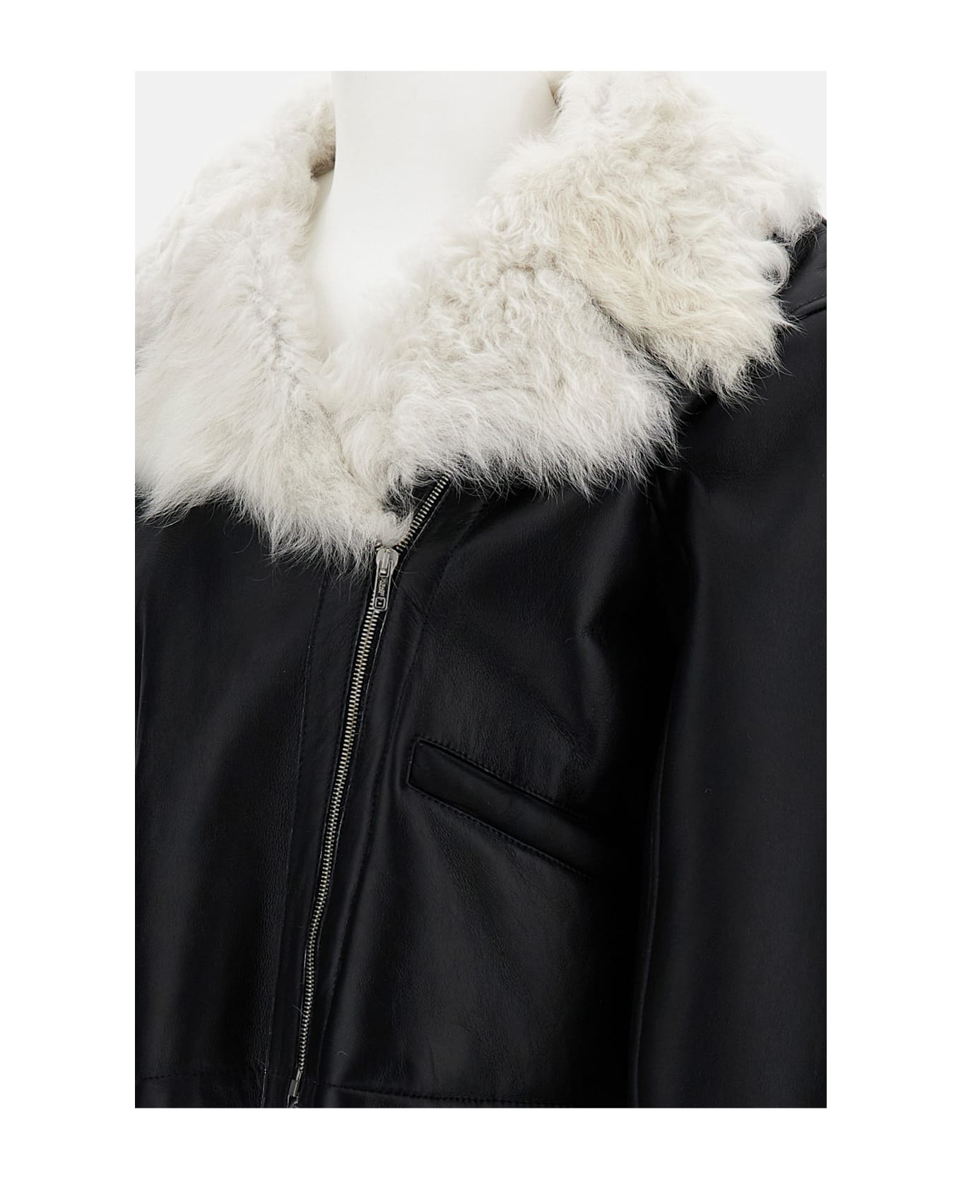 Durazzi Milano Shearling Biker Jacket - Black