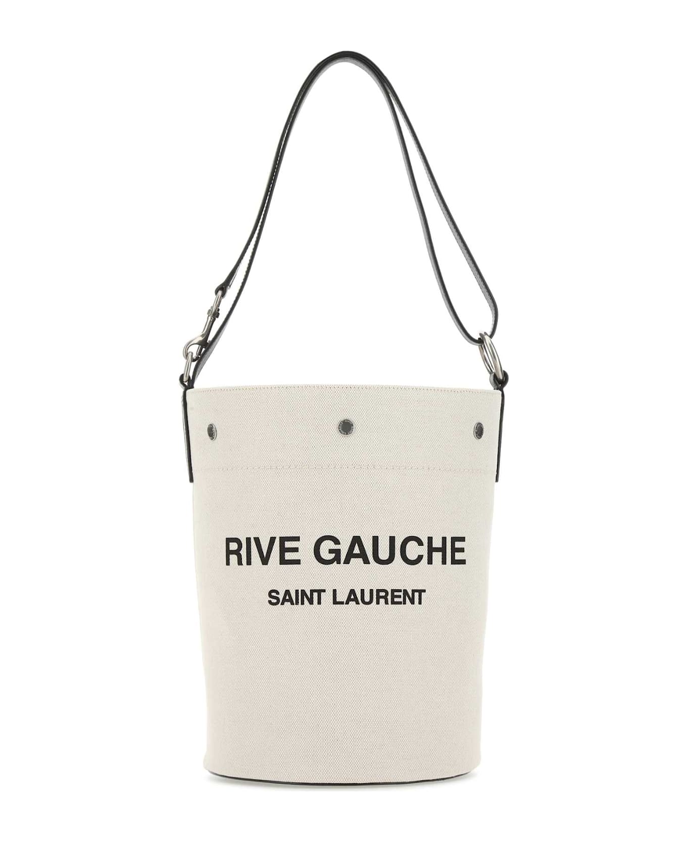 Saint Laurent Ivory Canvas Rive Gauche Bucket Bag - 9024