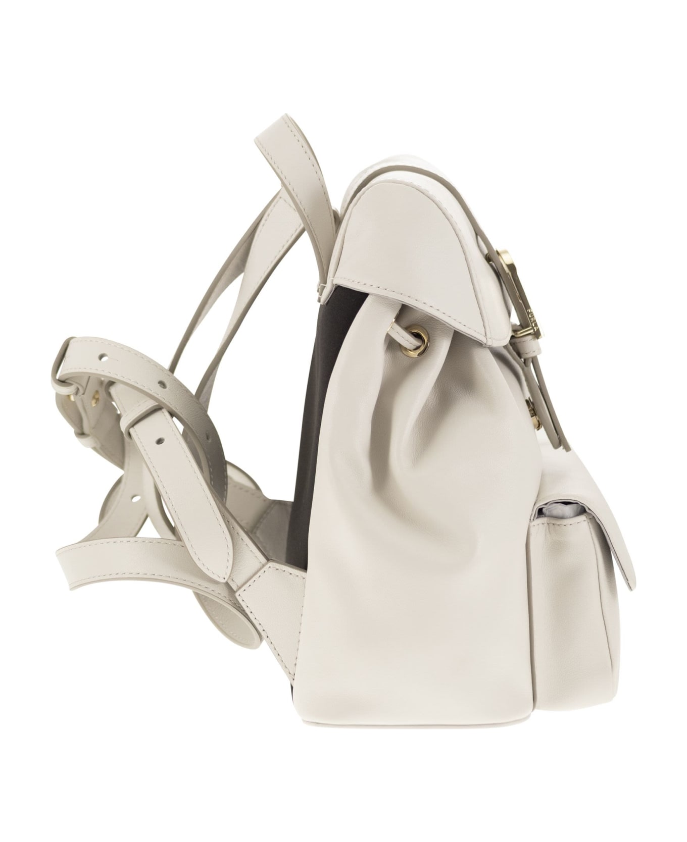 Furla 'flow' Light Grey Leather Backpack - Marshmallow ショルダーバッグ