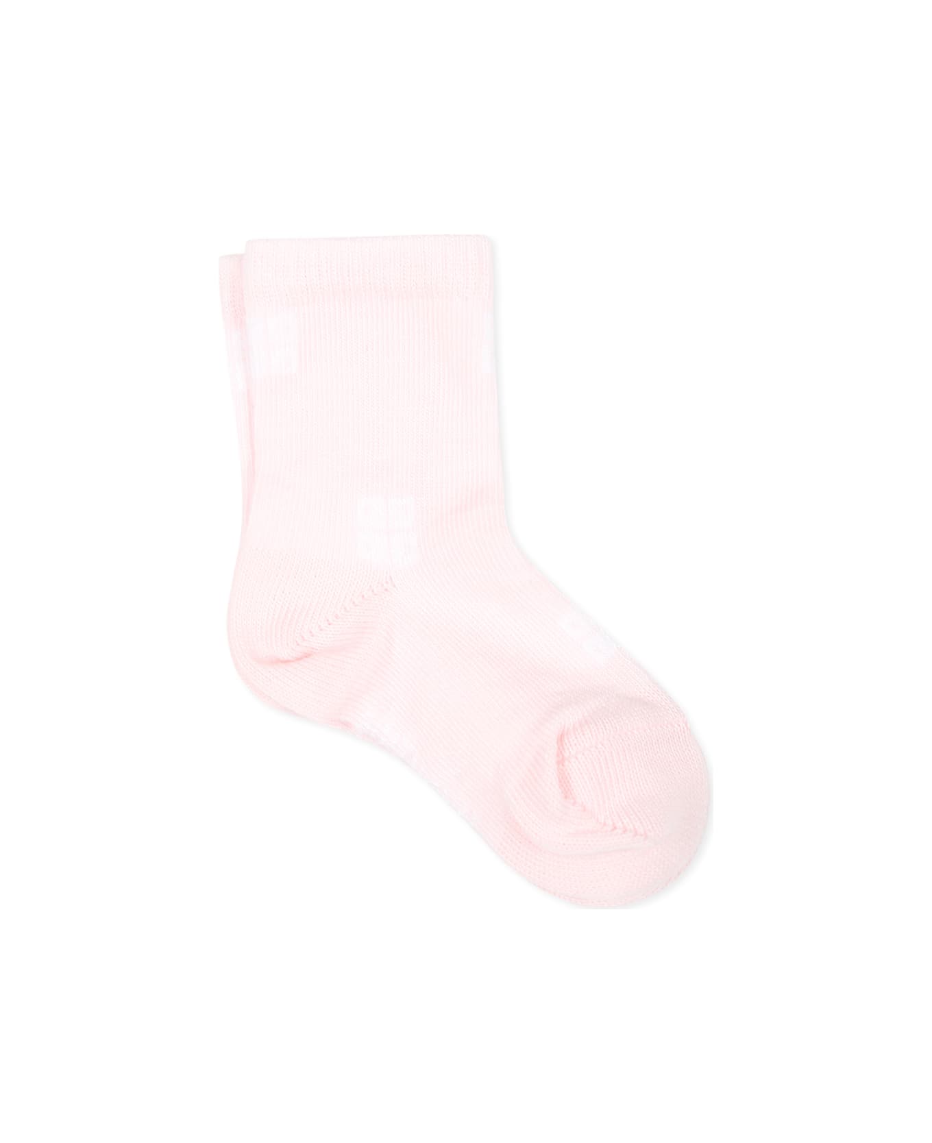 Givenchy Pink Socks Set For Baby Girl With Logo - White