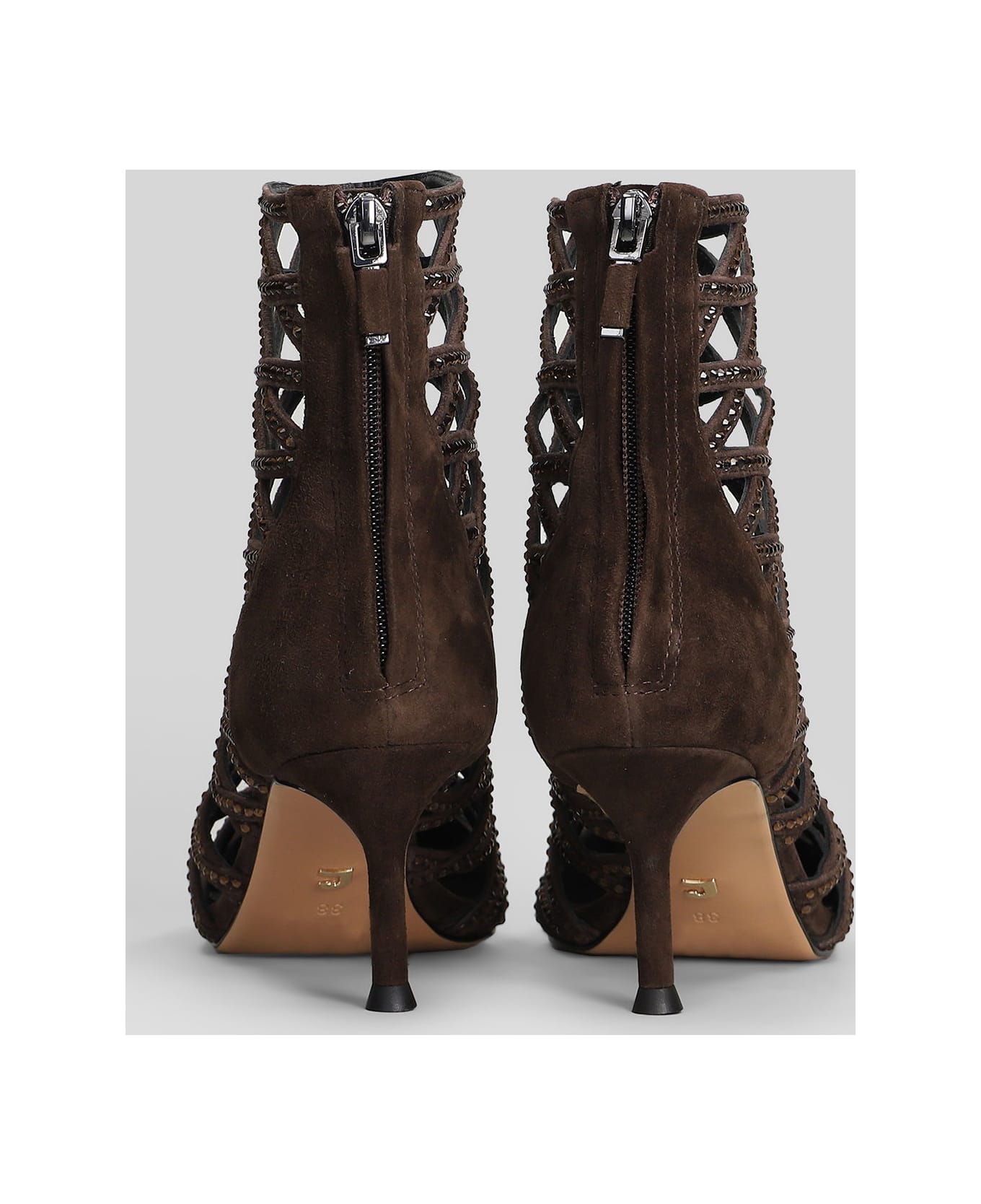 Lola Cruz High Heels Ankle Boots In Brown Suede - brown ブーツ