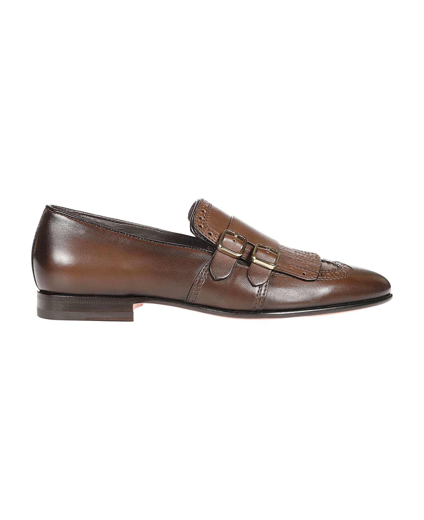 Santoni Double Monks Strap Shoes - Dark Brown
