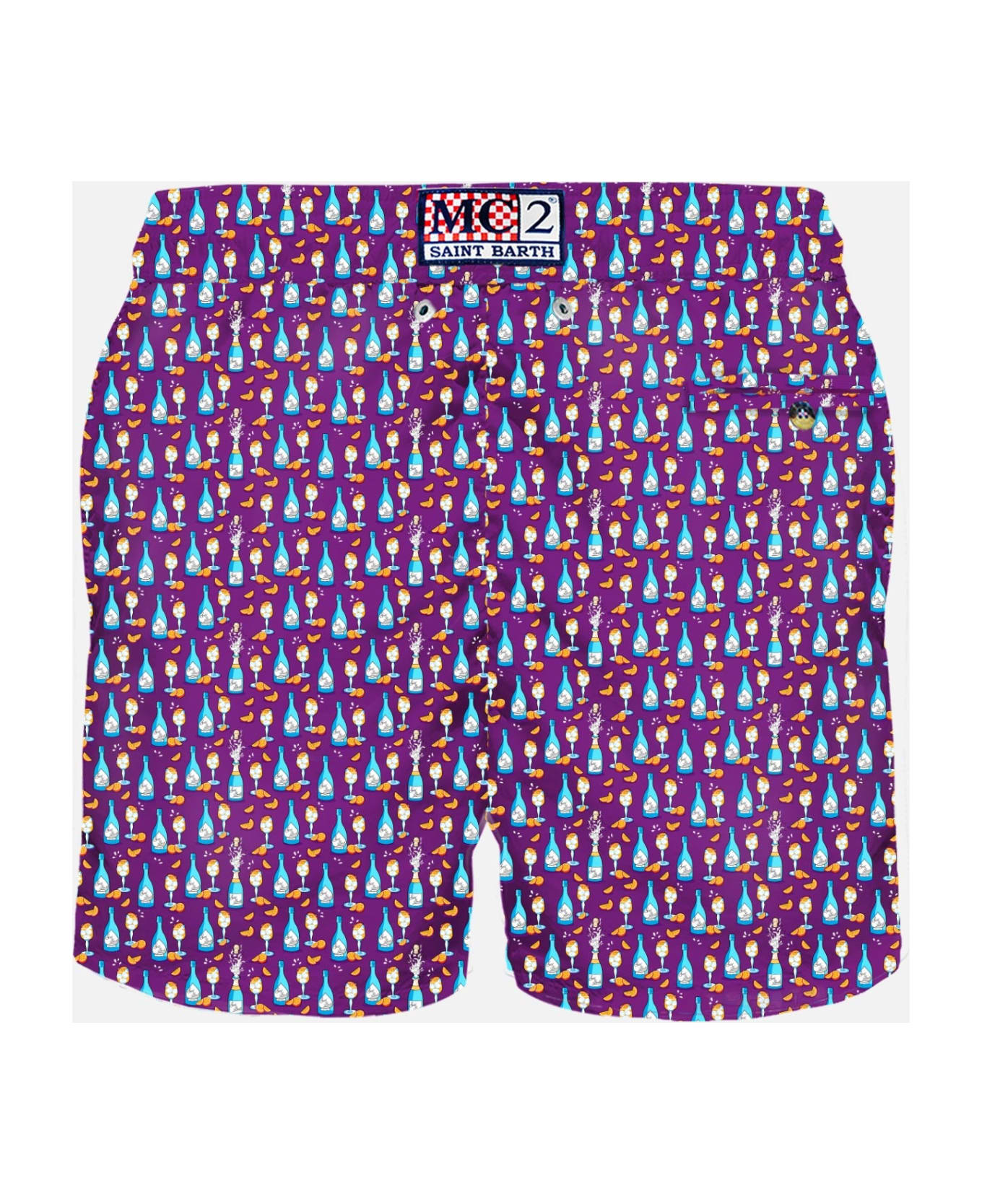MC2 Saint Barth Man Light Fabric Swim Shorts With Aperol Spritz Print | Aperol Special Edition - PINK