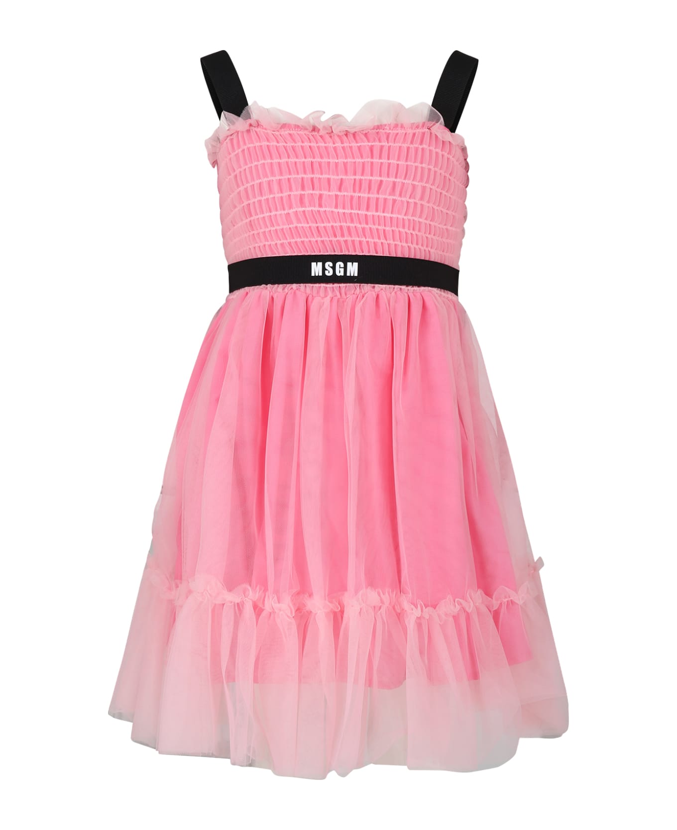 MSGM Pink Dress For Girl With Logo - Pink