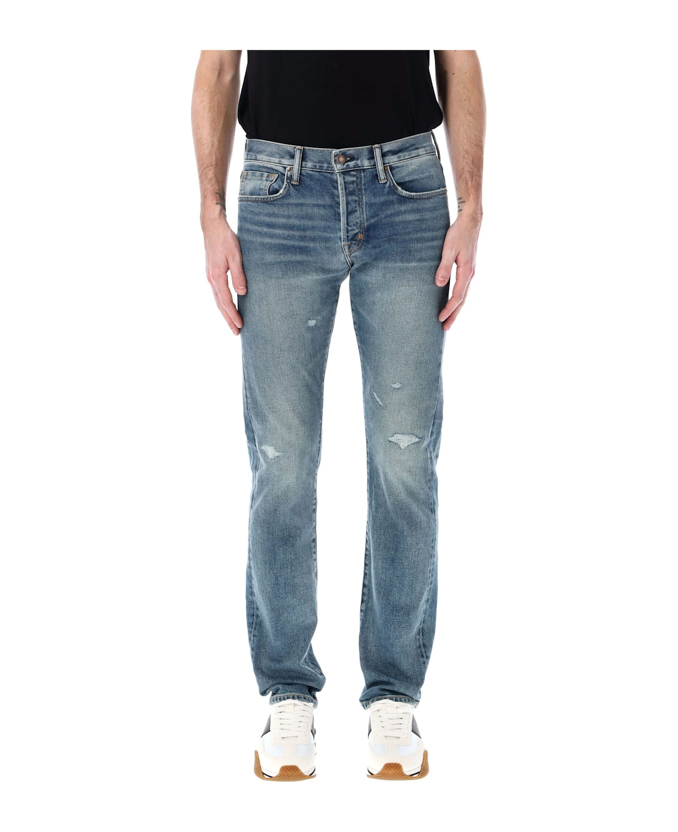 Tom Ford Rid And Repaired Denim Pants - Blue