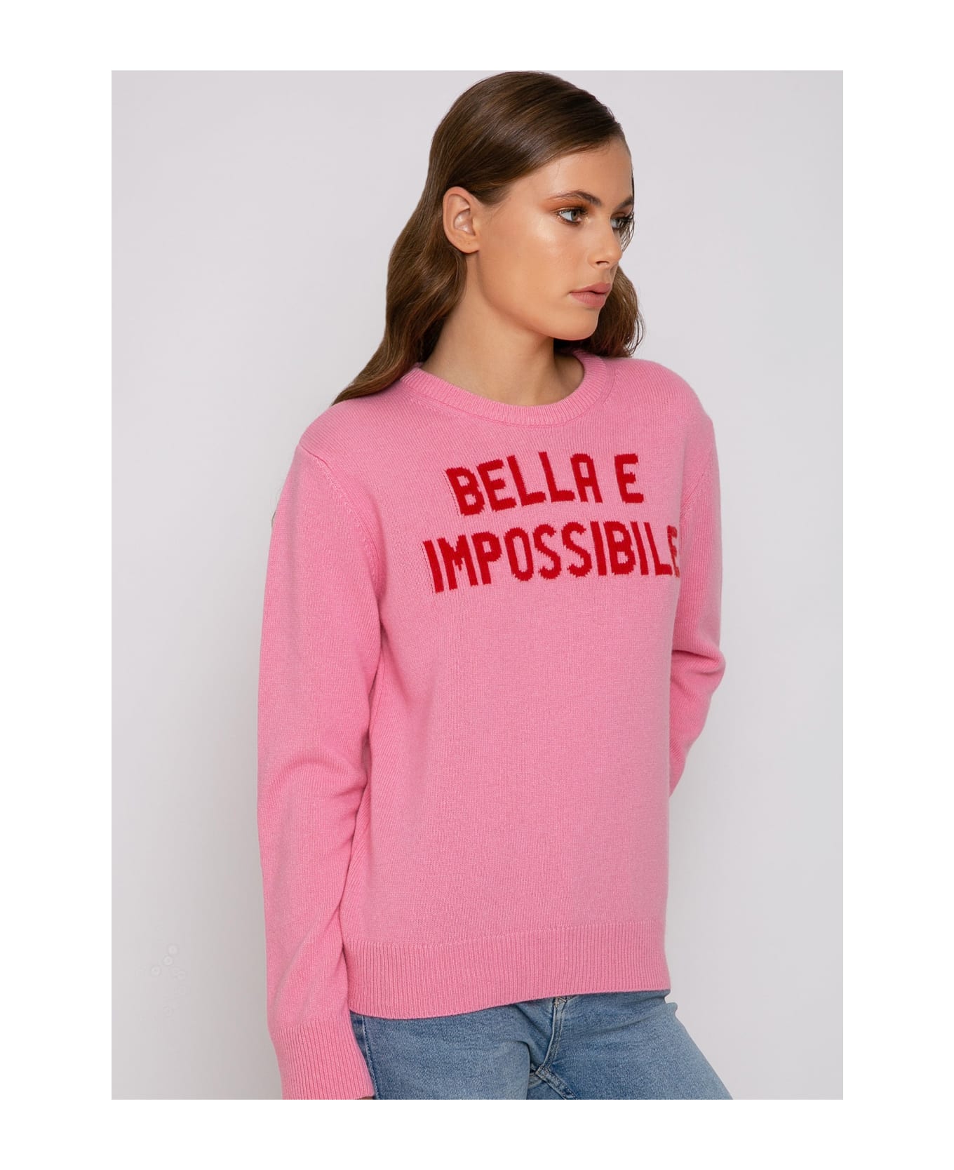 MC2 Saint Barth Woman Sweater With Bella E Impossibile Print - PINK ニットウェア