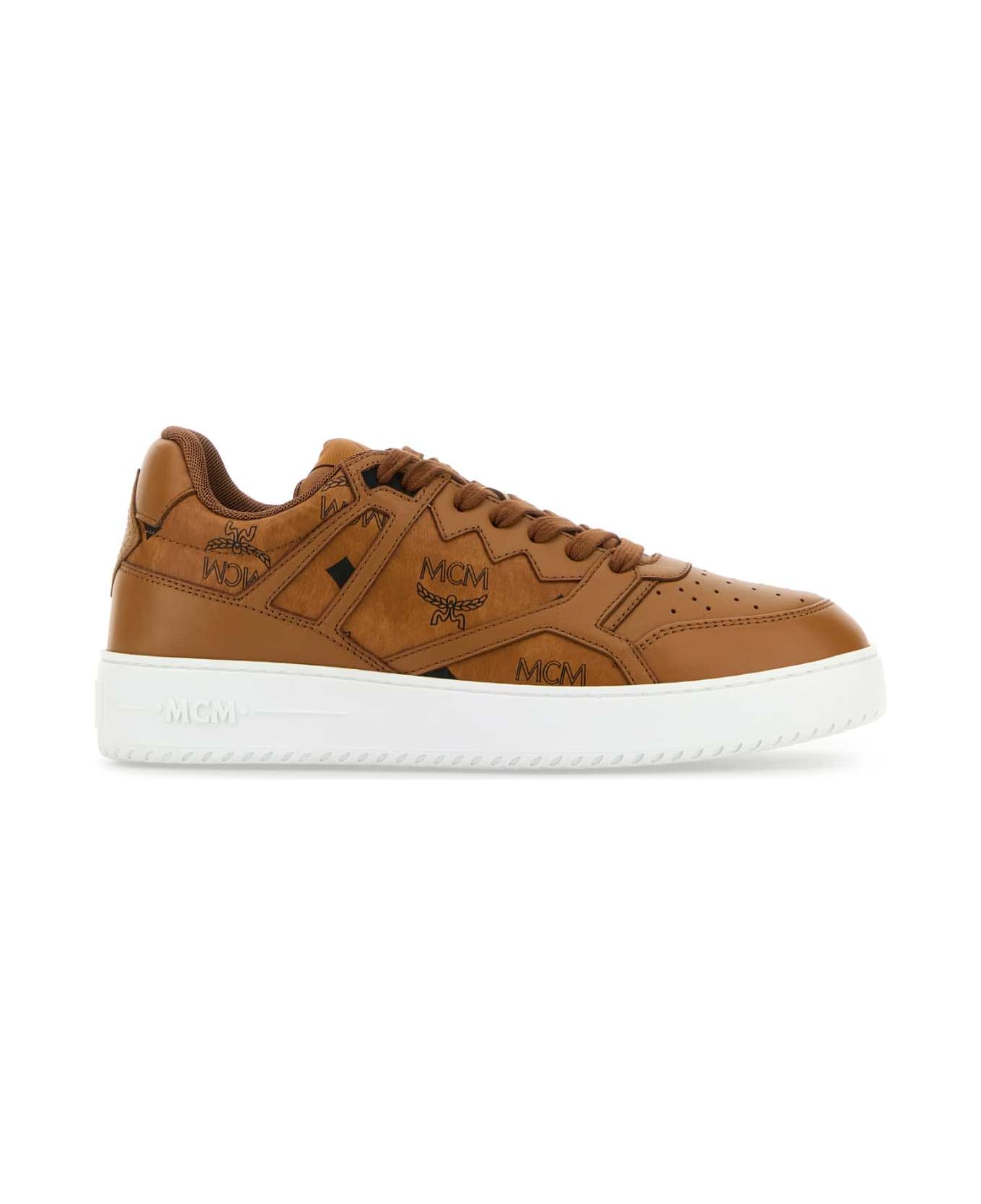 MCM Printed Canvas Terrain Sneakers - COGNAC