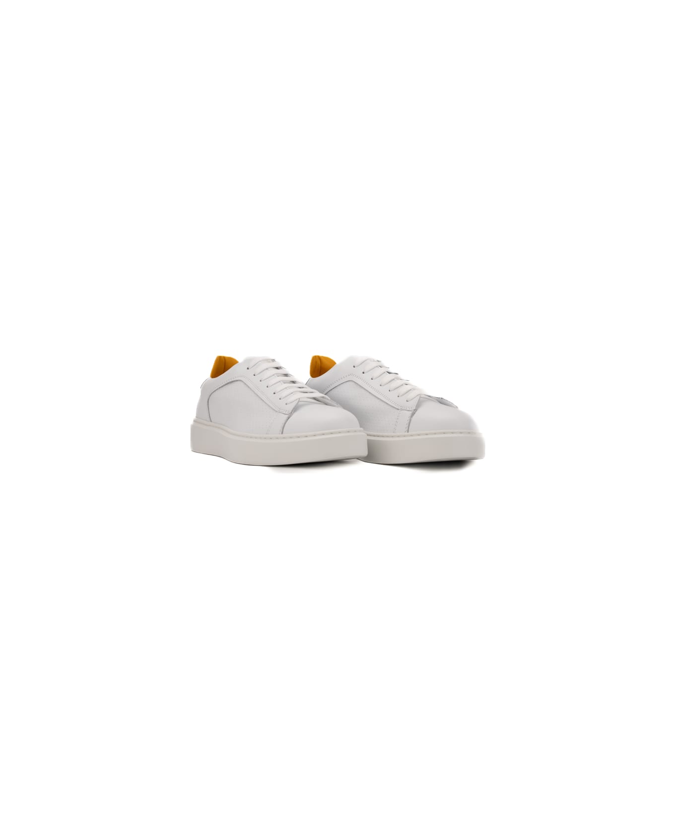 Doucal's Leather Sneakers - Chiffon bianco+f.do bianco