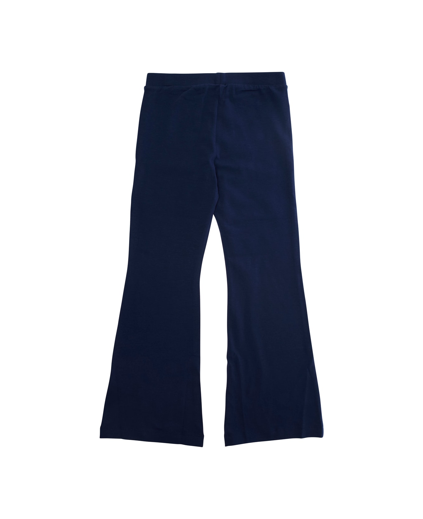 Moschino Blue Pants With Teddy Bear Print On The Front In Cotton Girl - Blu