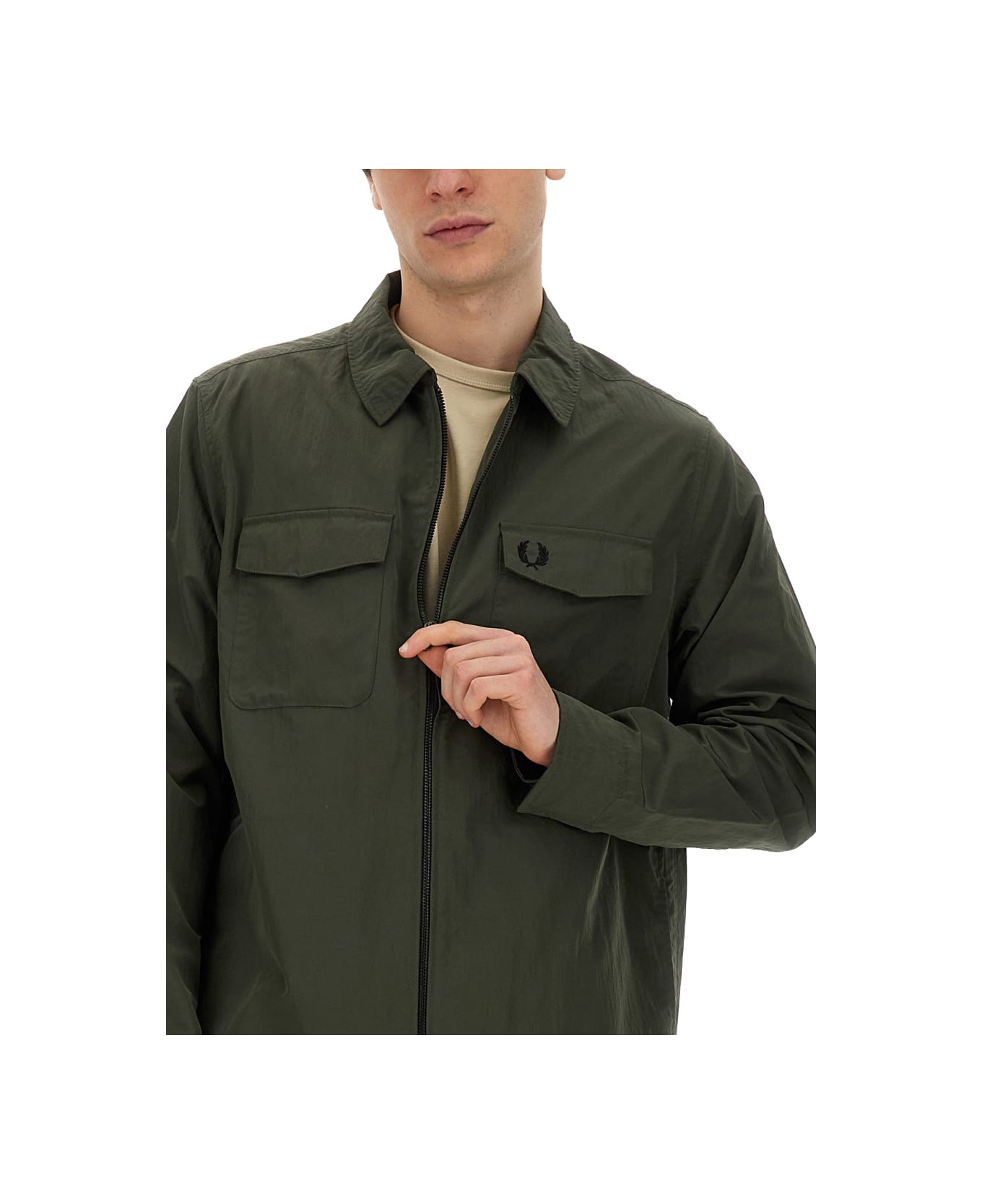 Fred Perry Shirt Jacket - MILITARY GREEN