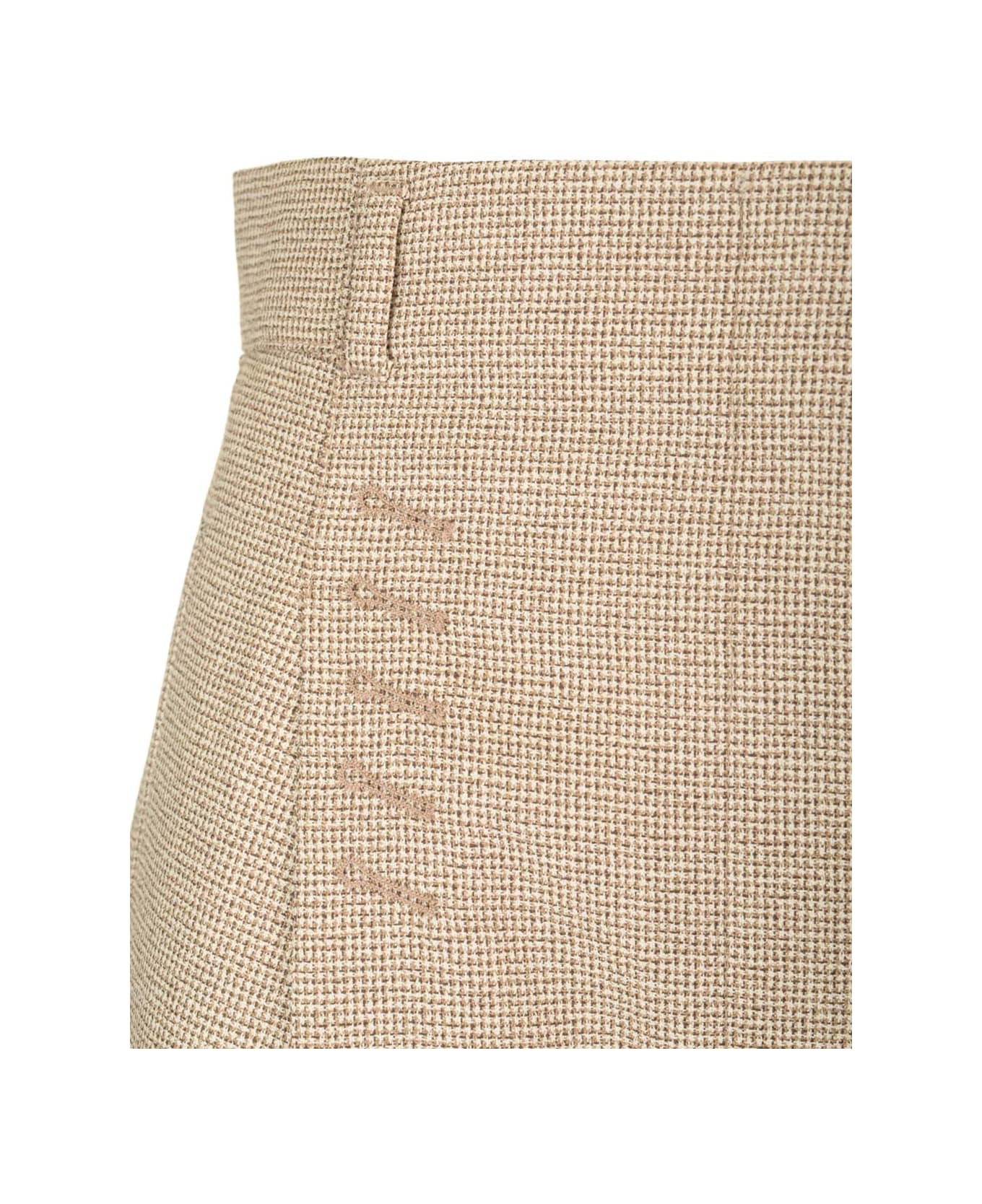 Fendi Micro Check Wool Trousers - Beige