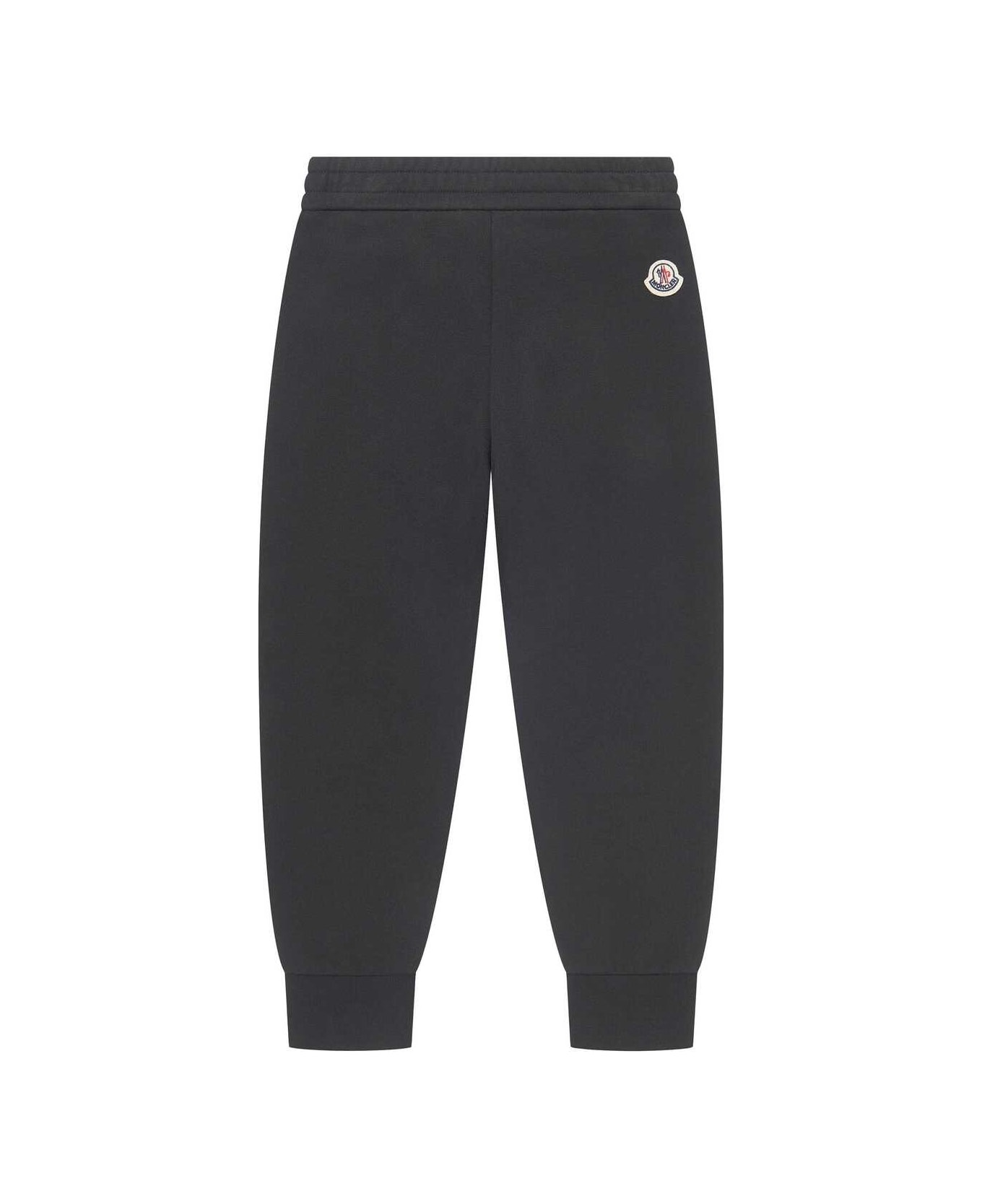 Moncler Black Joggers With Embroidered Logo - Black