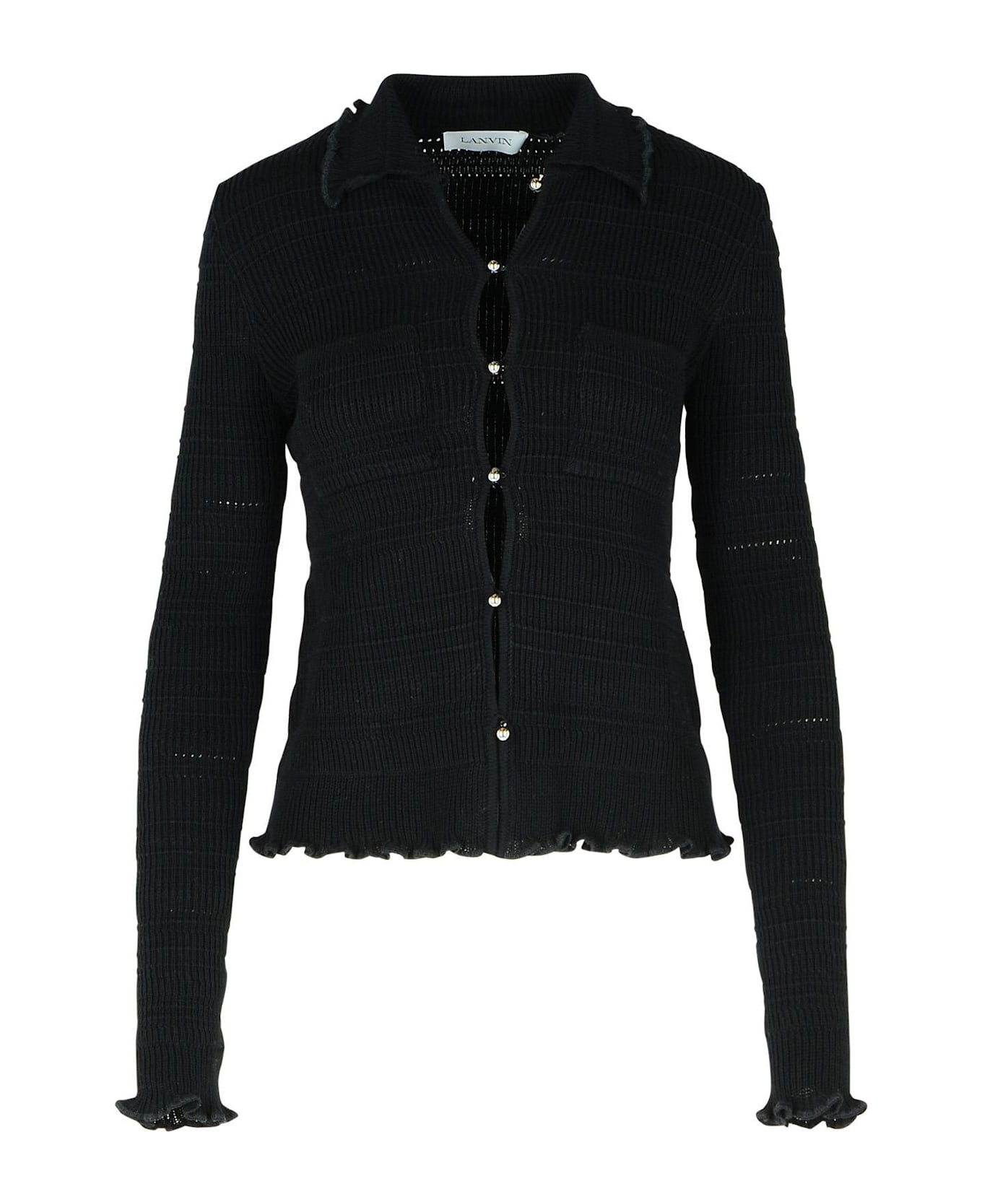Lanvin Ribbed Buttoned Cardigan - Black