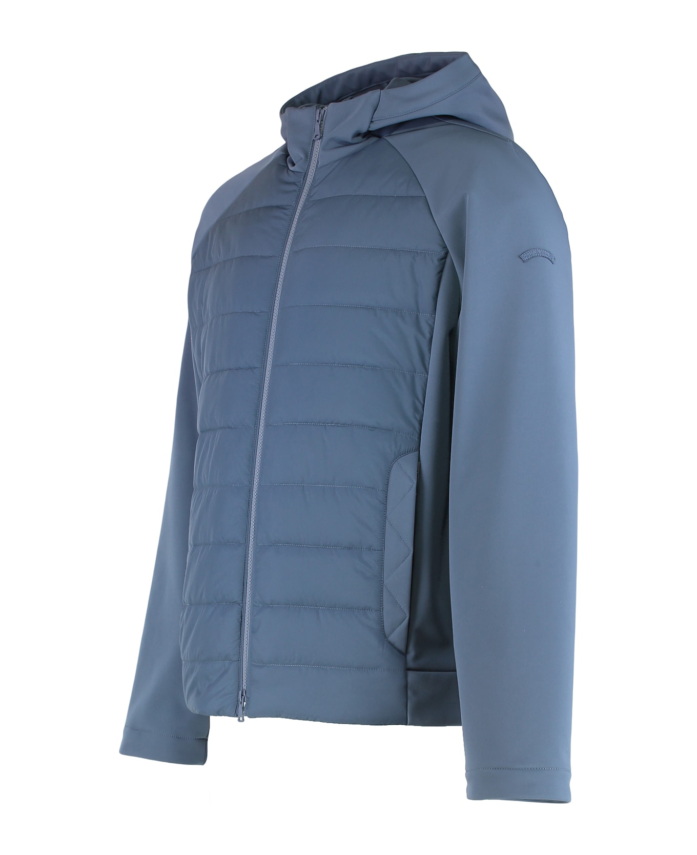 Paul&Shark Technical Fabric Jacket With Zip And Hood - Light Blue