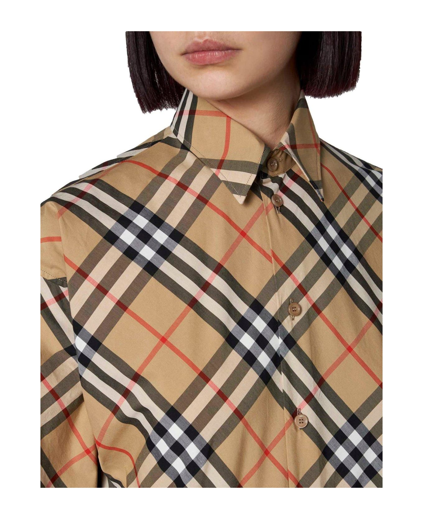 Burberry Check Printed Long Sleeved Shirt - Sand ip check