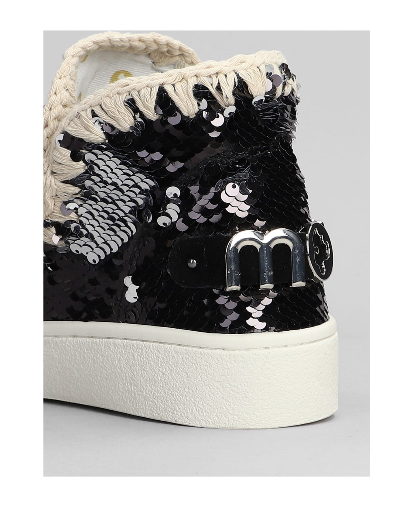 Mou Eskimo Sneaker Low Heels Ankle Boots In Black Synthetic Fibers - black