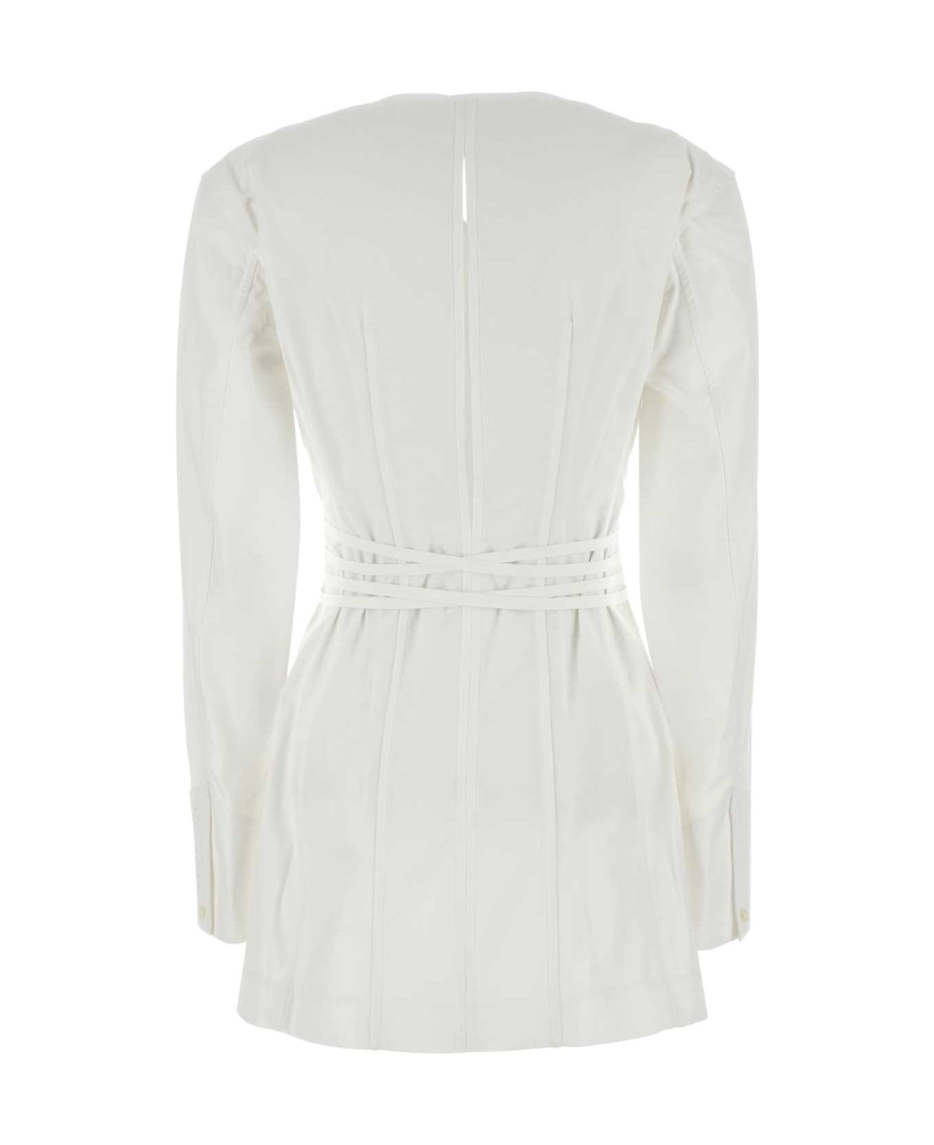 Alexander Wang White Poplin Mini Shirt Dress - White