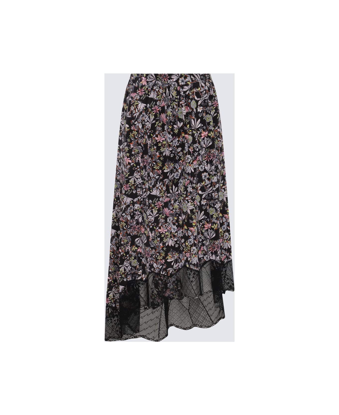 Zadig & Voltaire Black Multicolour Silk Skirt - Black