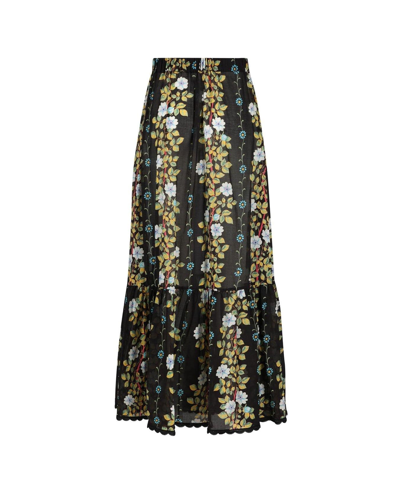 Etro Floral Printed Flared Midi Skirt - Multicolore