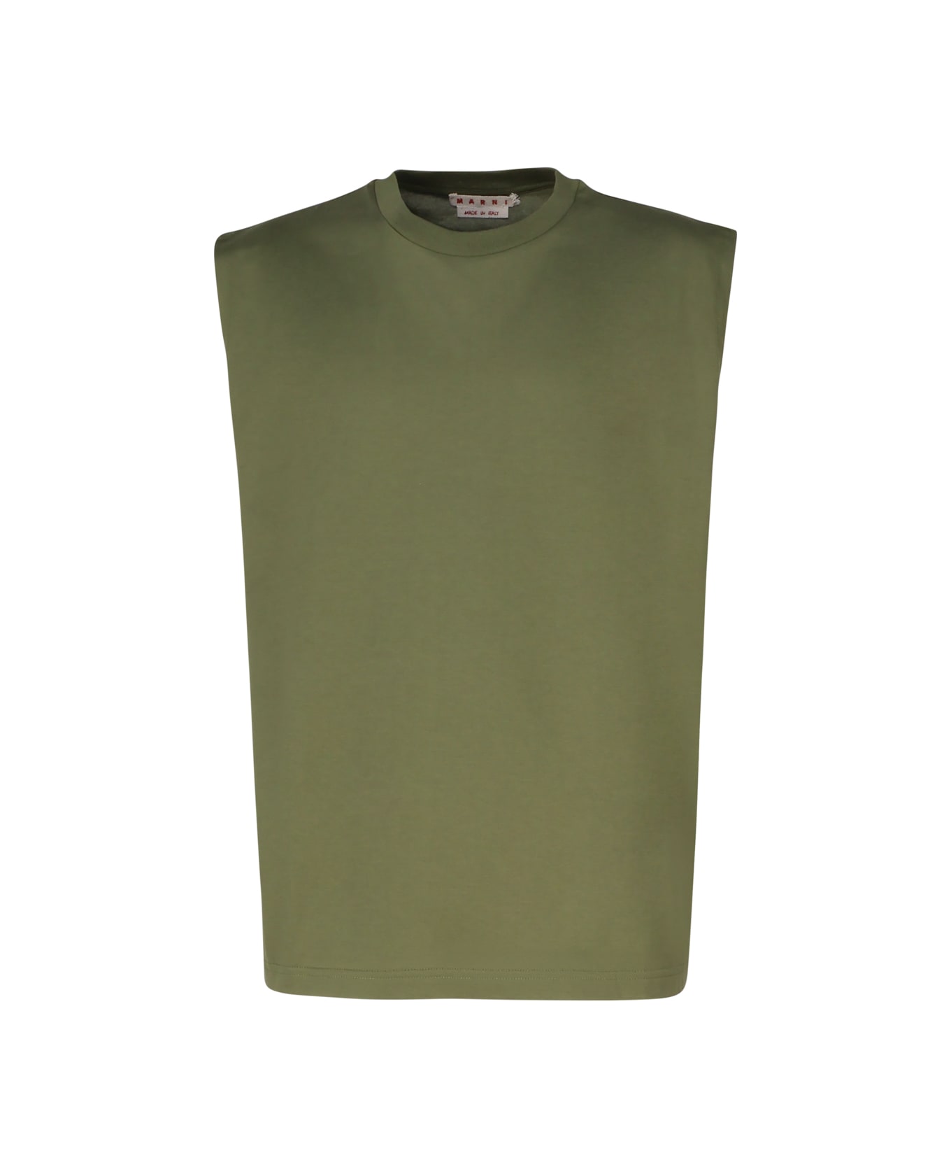 Marni Cotton Sleeveless T-shirt With Marni Dripping Print - Green