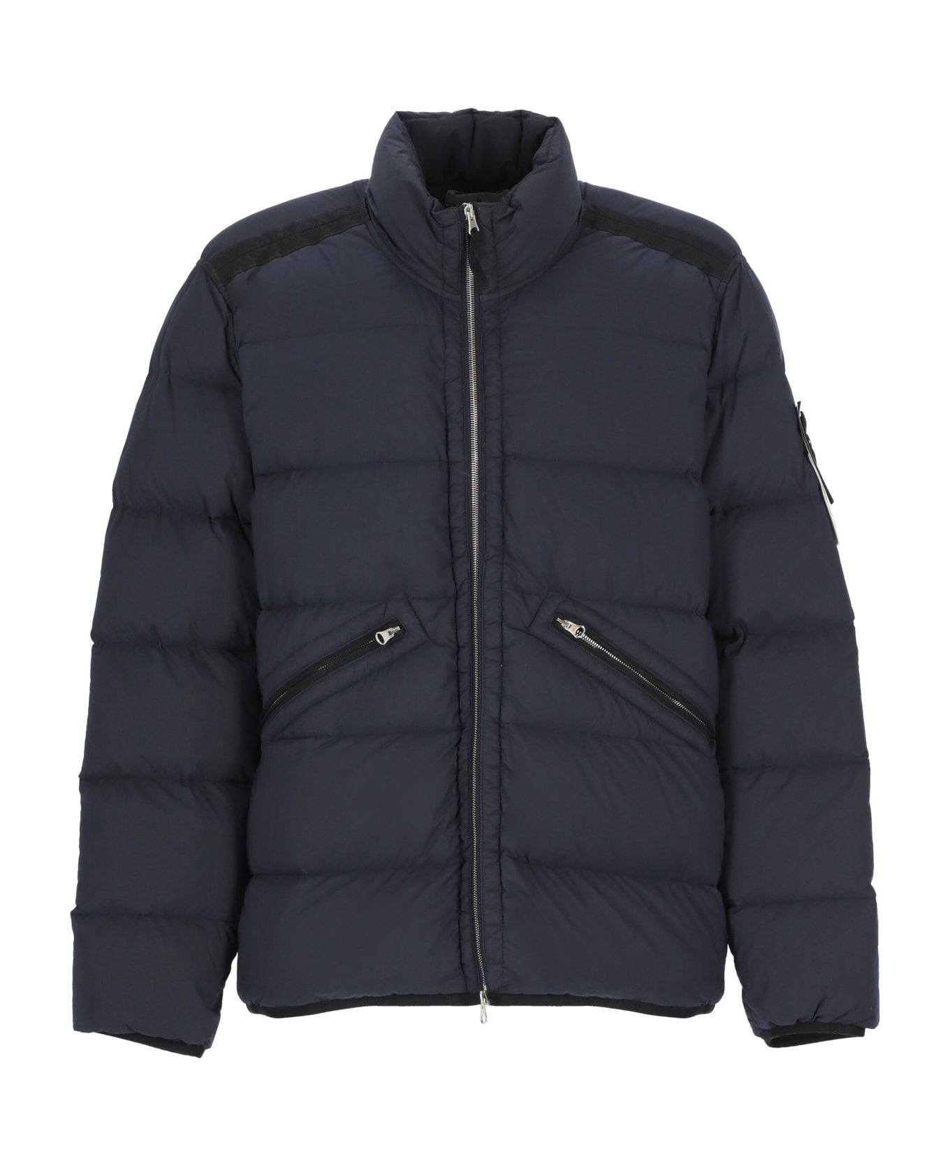 Stone Island Quilted Jacket With Logo - Blue