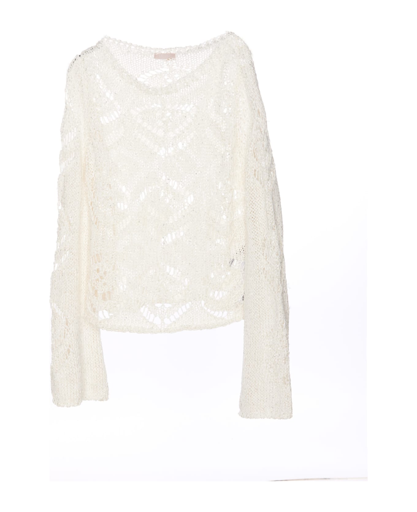 Liu-Jo Knitted Sequins Sweater - White