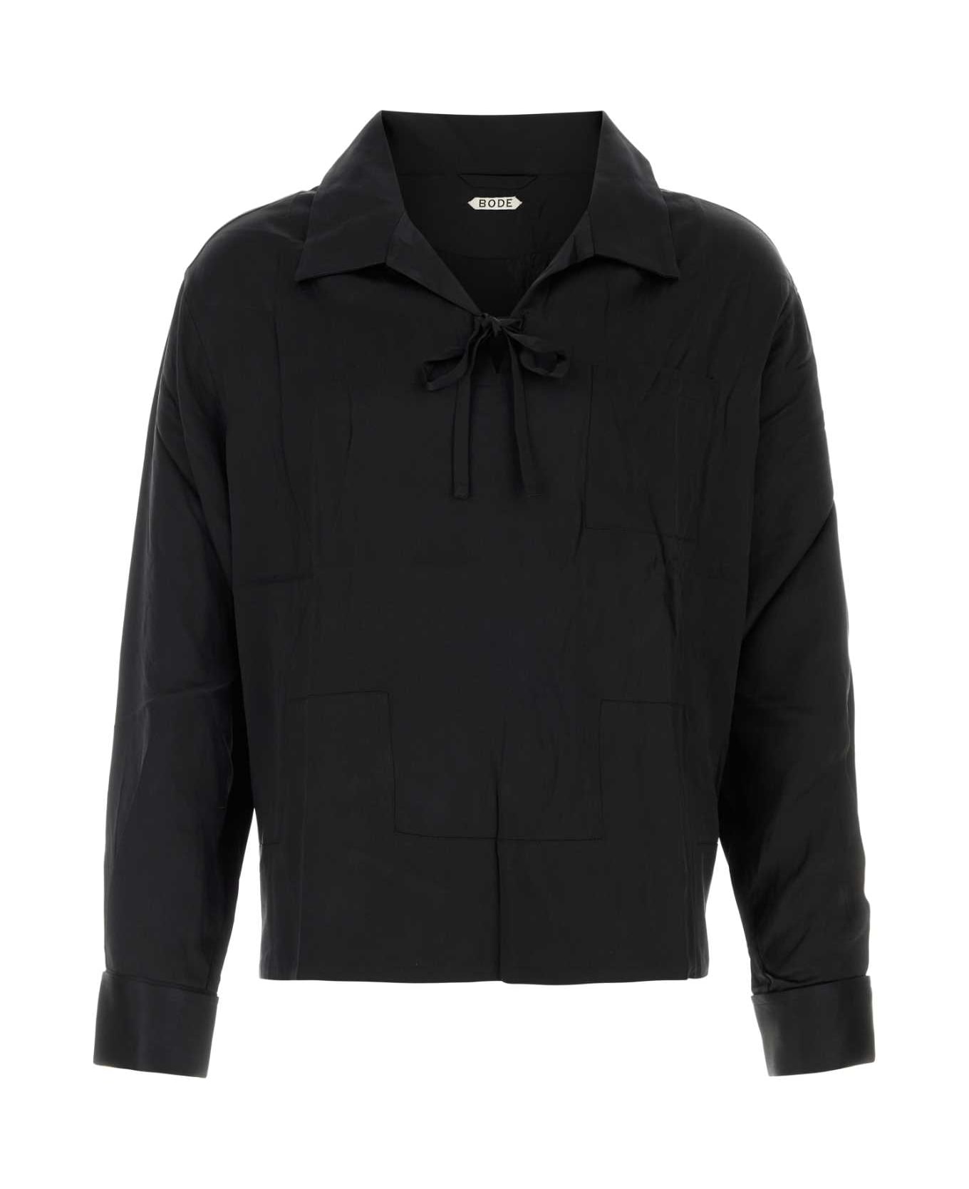 Bode Black Satin Maze Blouse - BLACK