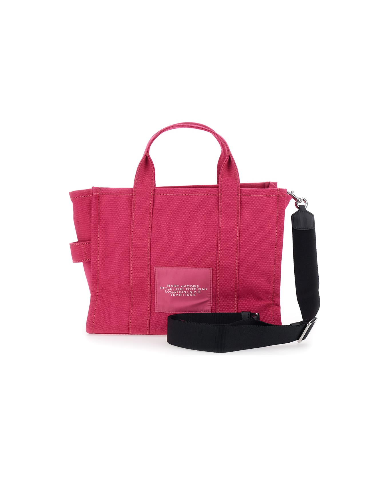 Marc Jacobs 'the Medium Tote' Pink Tote Bag With Contrasting Logo Lettering On The Front In Cotton Woman - Pink