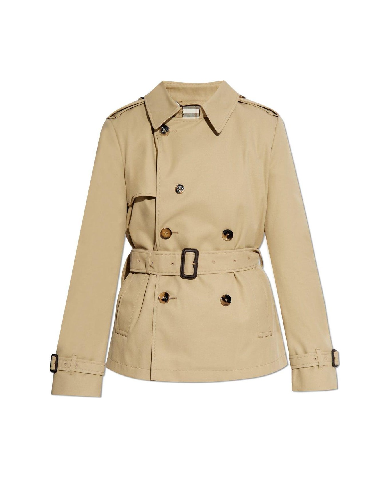 Burberry Belted Short Trench Jacket - NEUTRALS