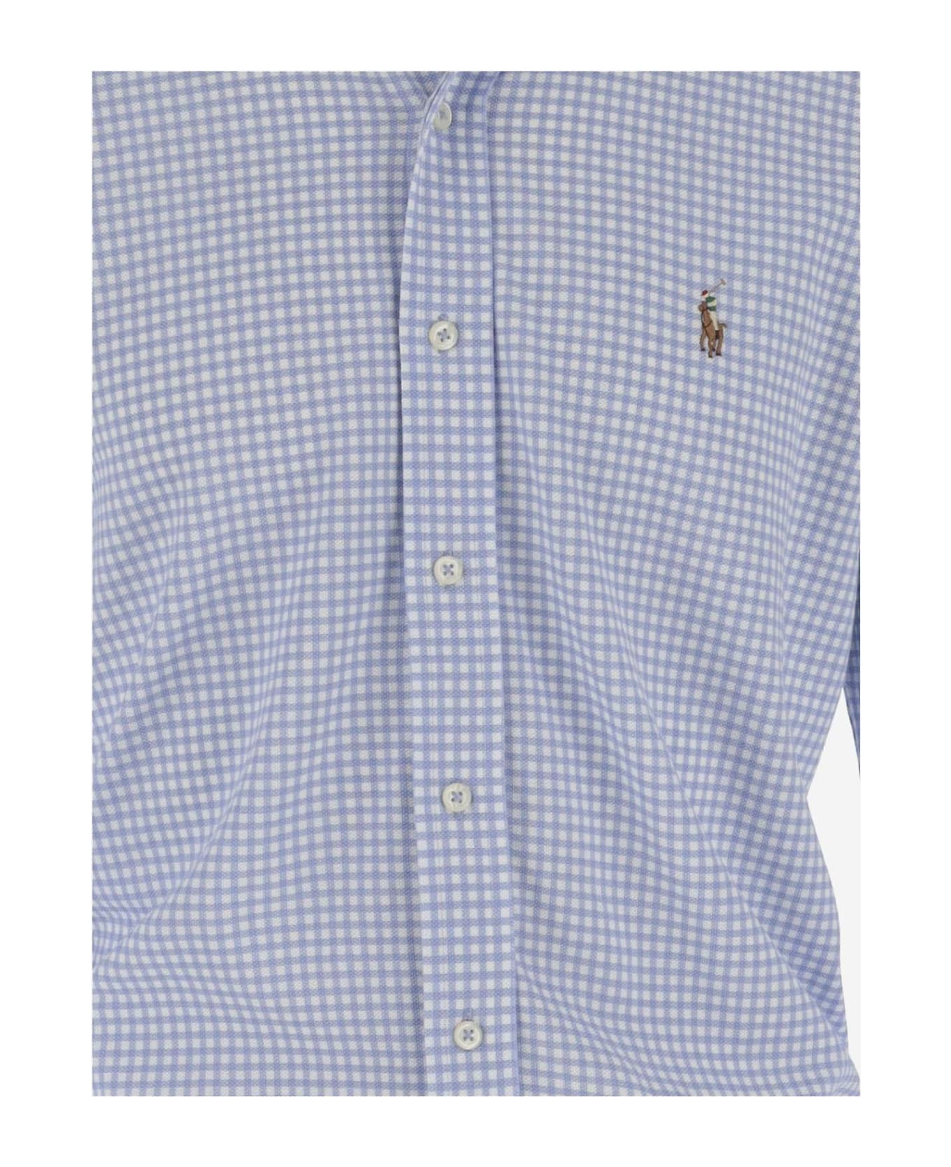 Polo Ralph Lauren Cotton Shirt With Vichy Pattern - Clear Blue