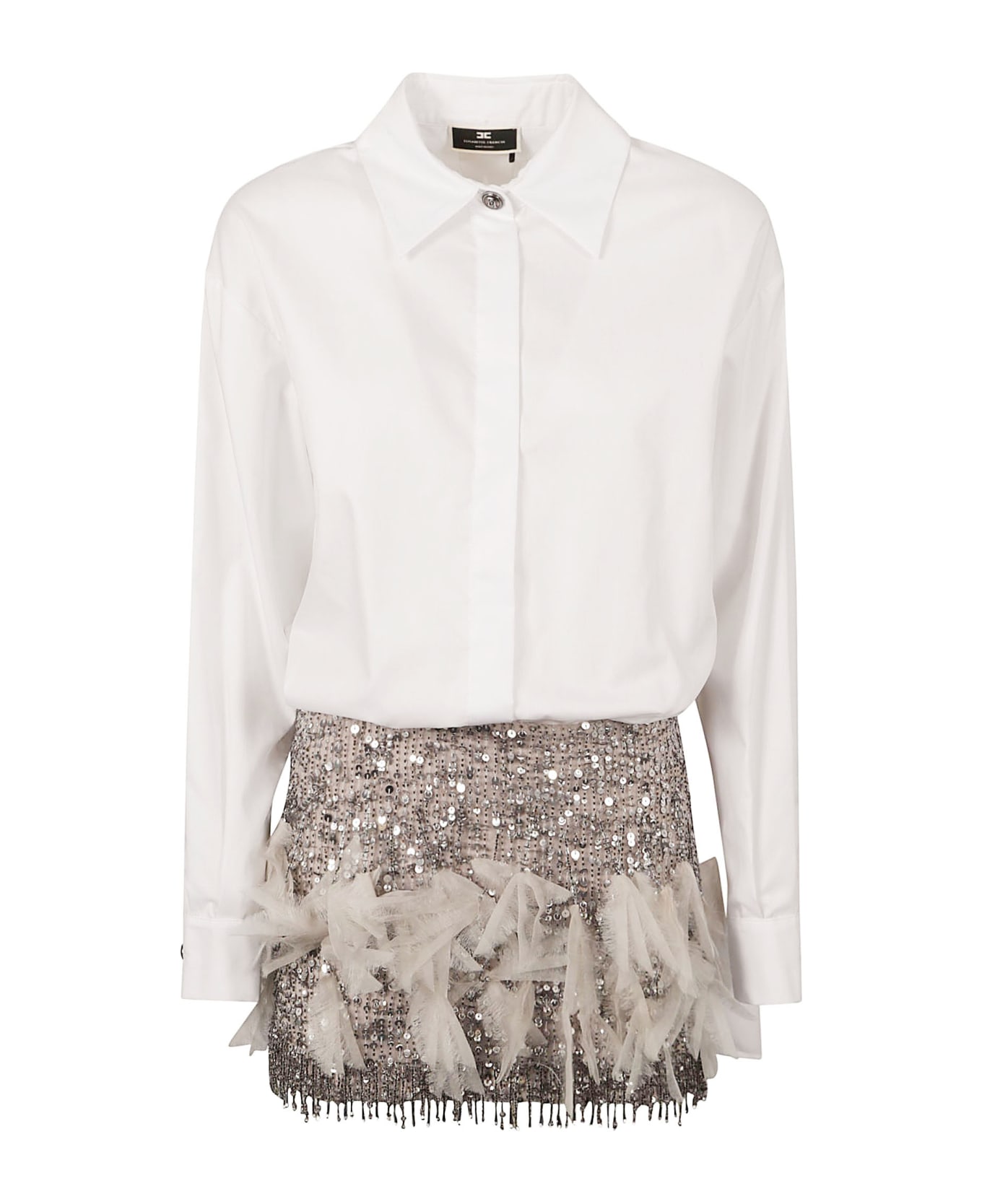 Elisabetta Franchi Sequinned Shirt Dress - White