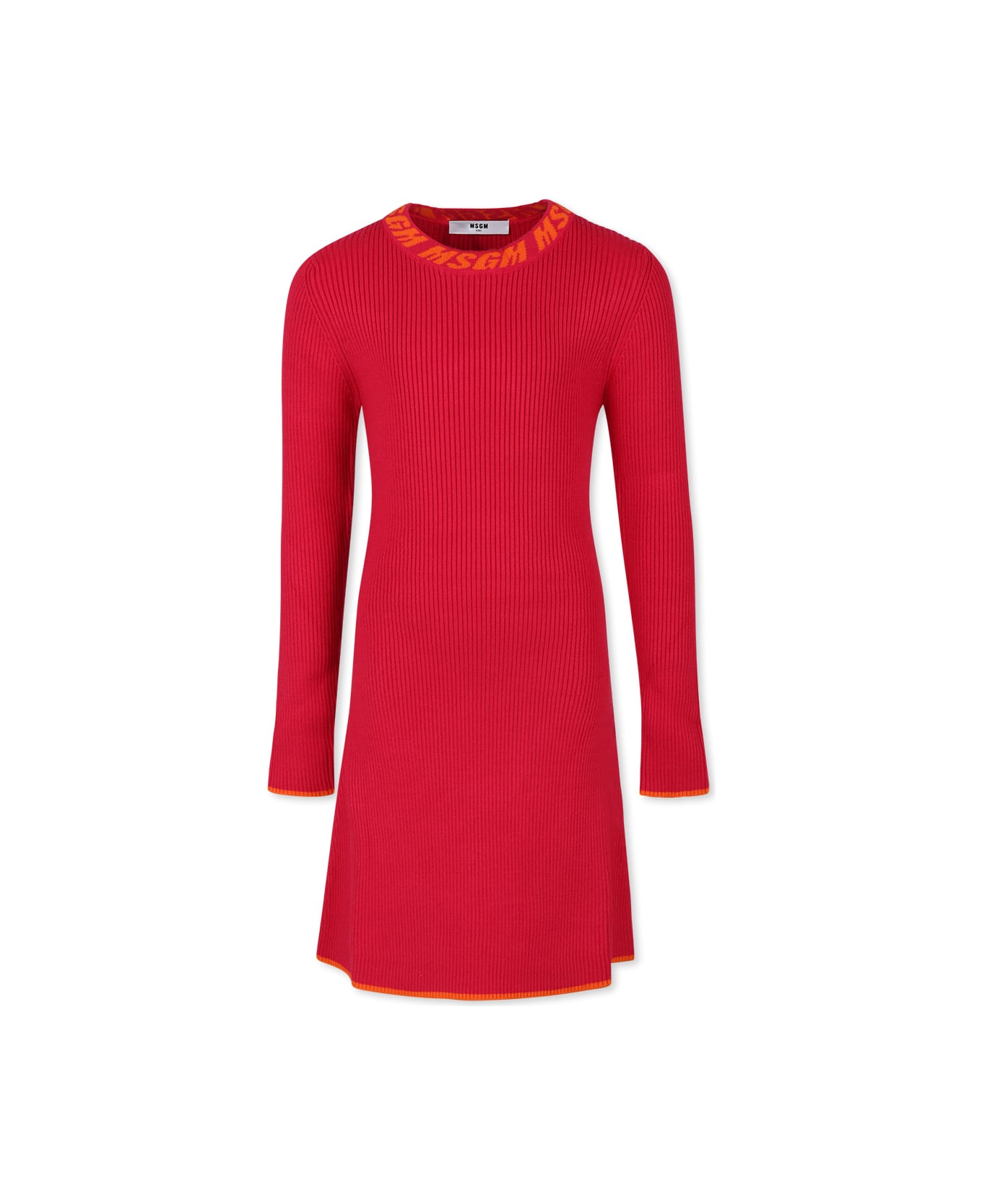 MSGM Fuchsia Dress For Girl With Logo - Fuchsia