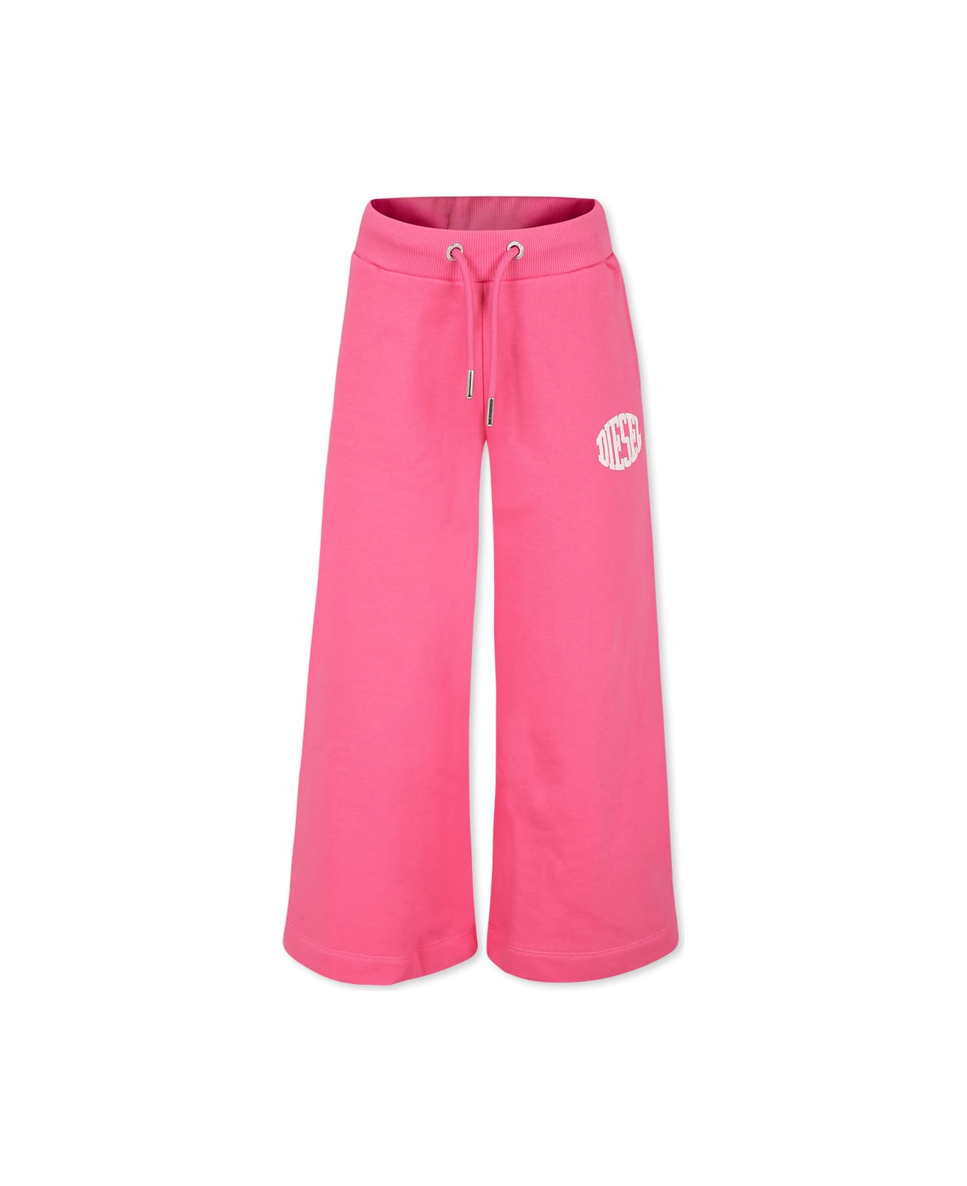 Diesel Pink Trousers For Girl With Logo - Pink ボトムス