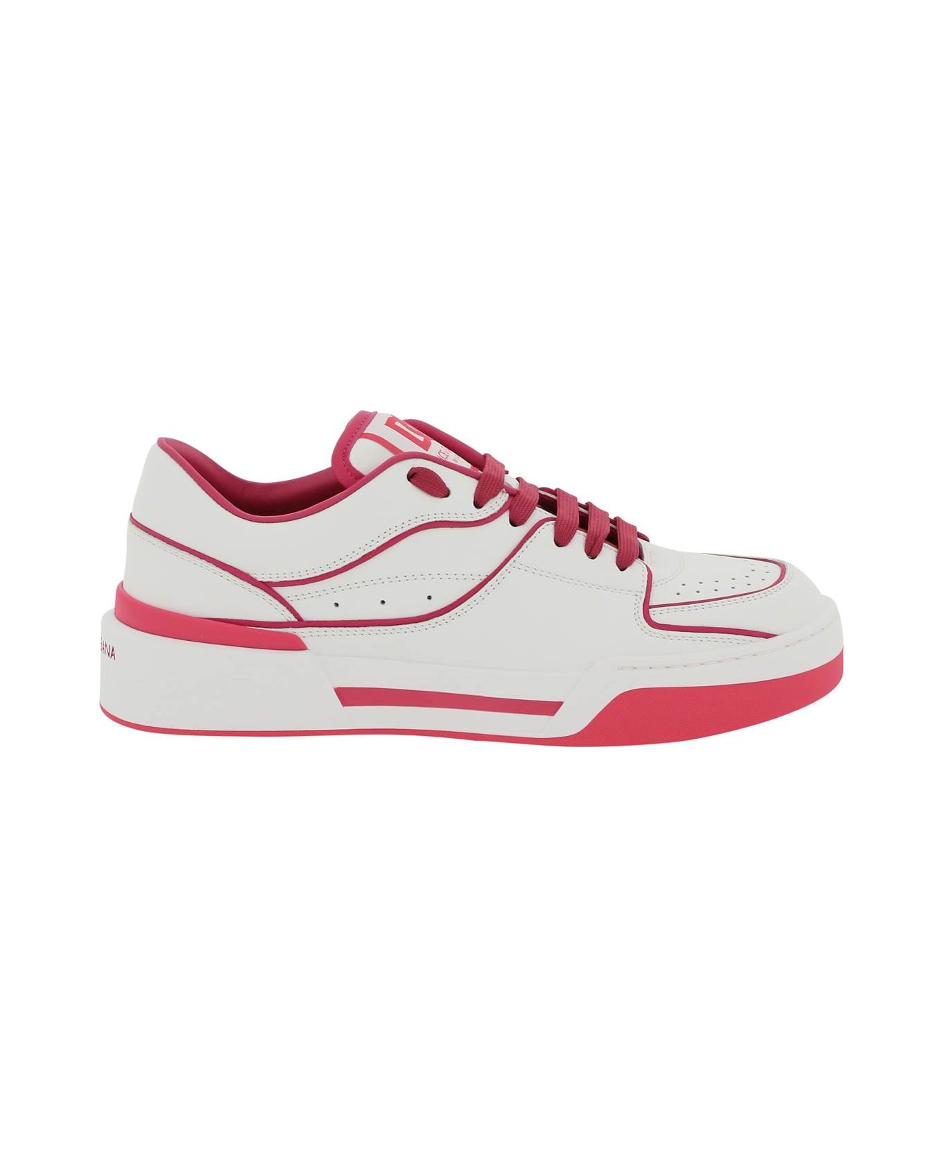 Dolce & Gabbana 'new Roma' Leather Sneakers - BIANCO ROSA SHOCKING (White)