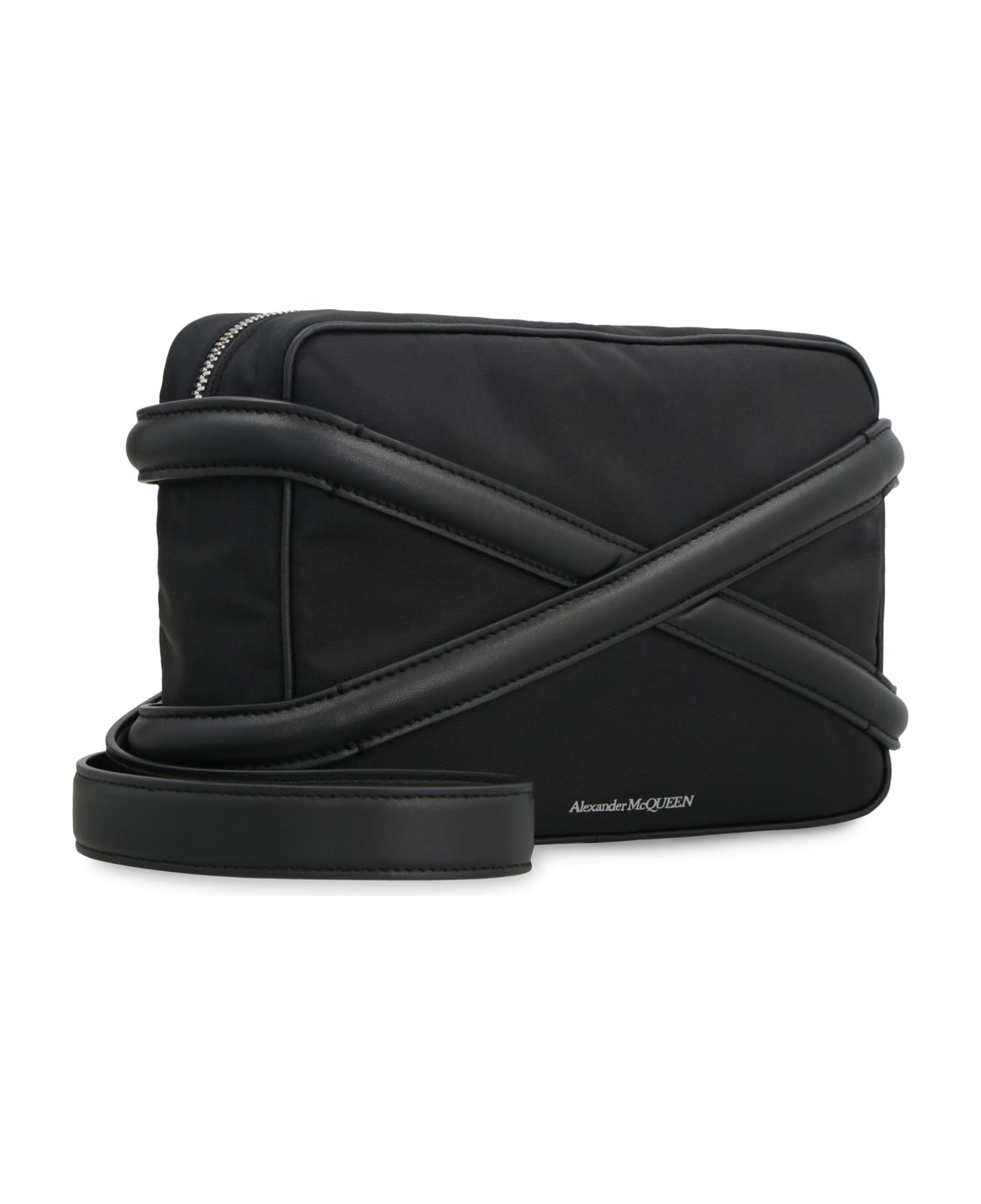 Alexander McQueen Harness Leather And Nylon Messenger Bag - black