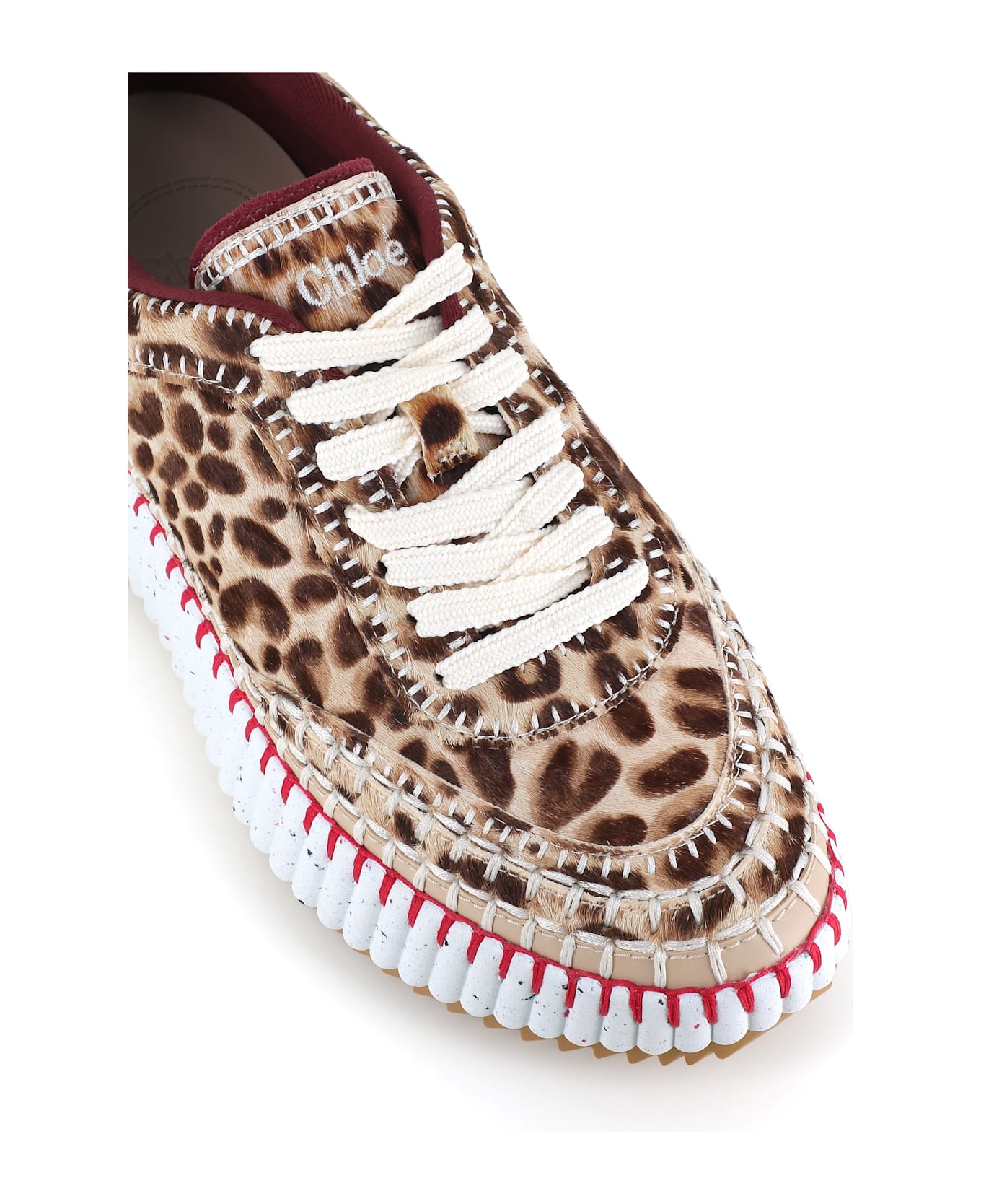 Chloé Nama Leopard-print Sneakers - Beige/rosa