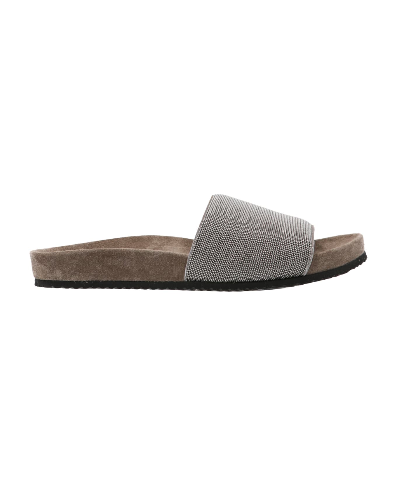 Brunello Cucinelli 'monile' Suede Slides - Gray