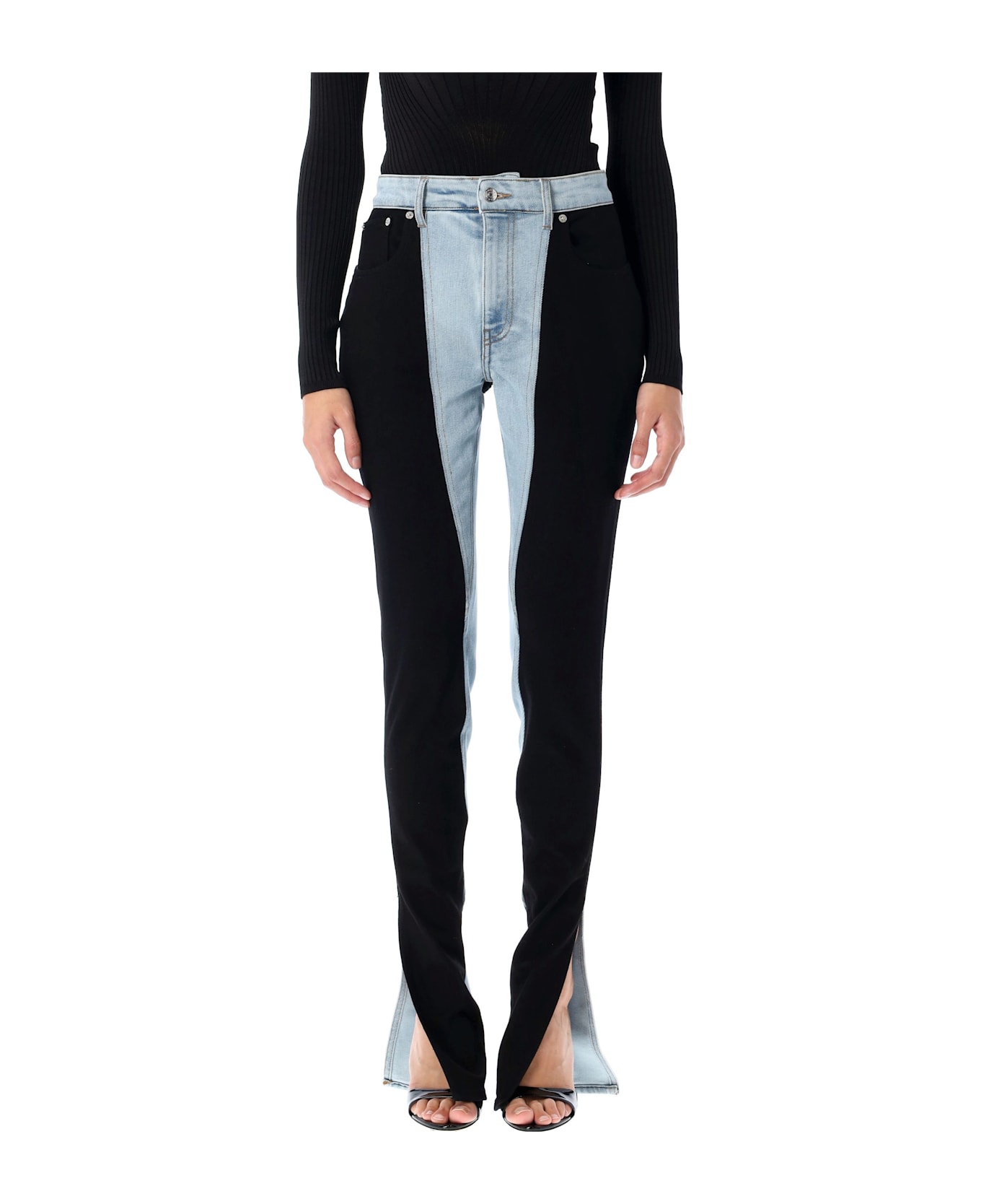 Mugler Bi-color Skinny Jeans - TOKYO BLUE BLACK