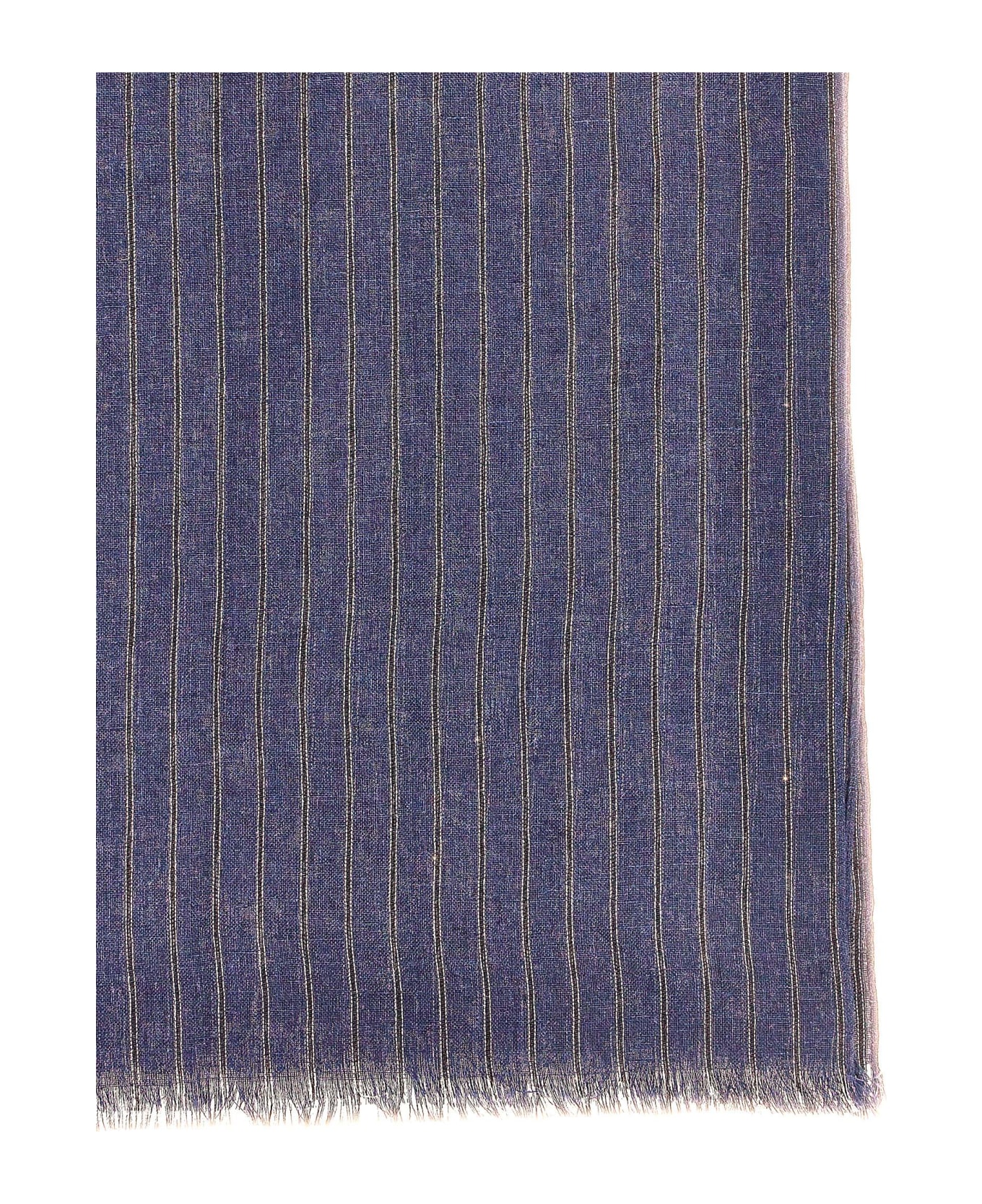 Brunello Cucinelli Lurex Stripes Scarf - Blue スカーフ＆ストール