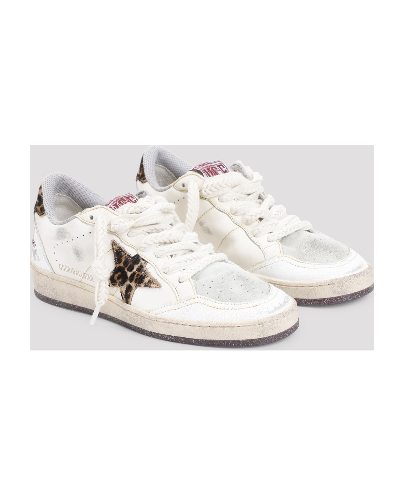 Golden Goose Ball Star Sneakers - White Beige Brown Leo